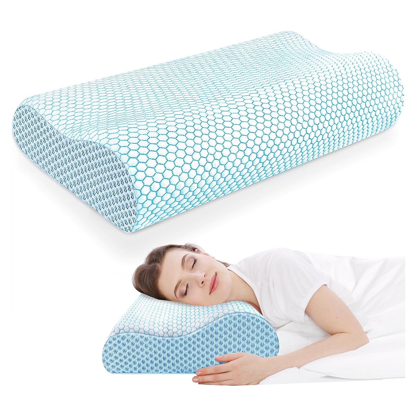 Almohada Ergonómica CloudBliss Estándar Azul para Dormir