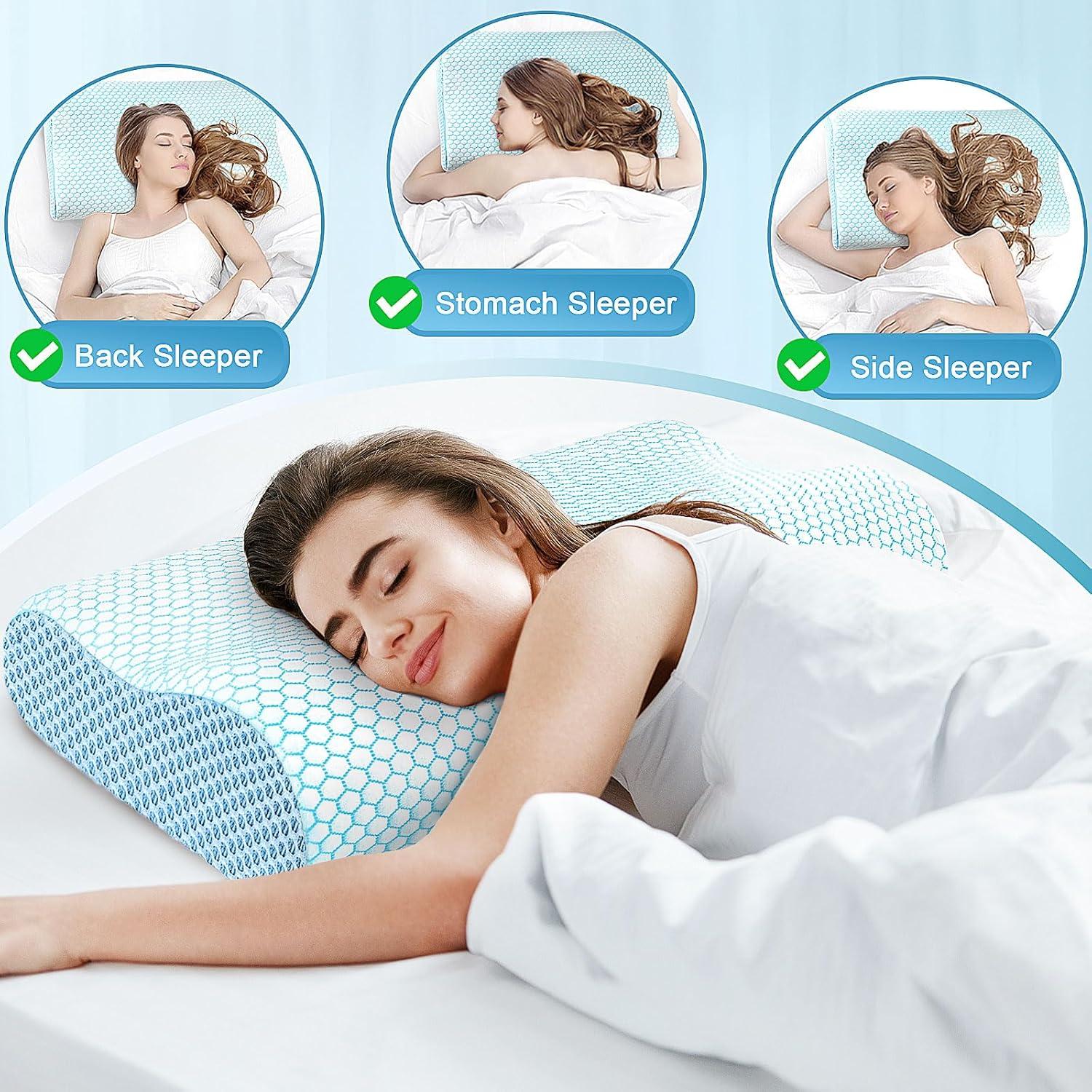 Almohada Ergonómica CloudBliss Estándar Azul para Dormir