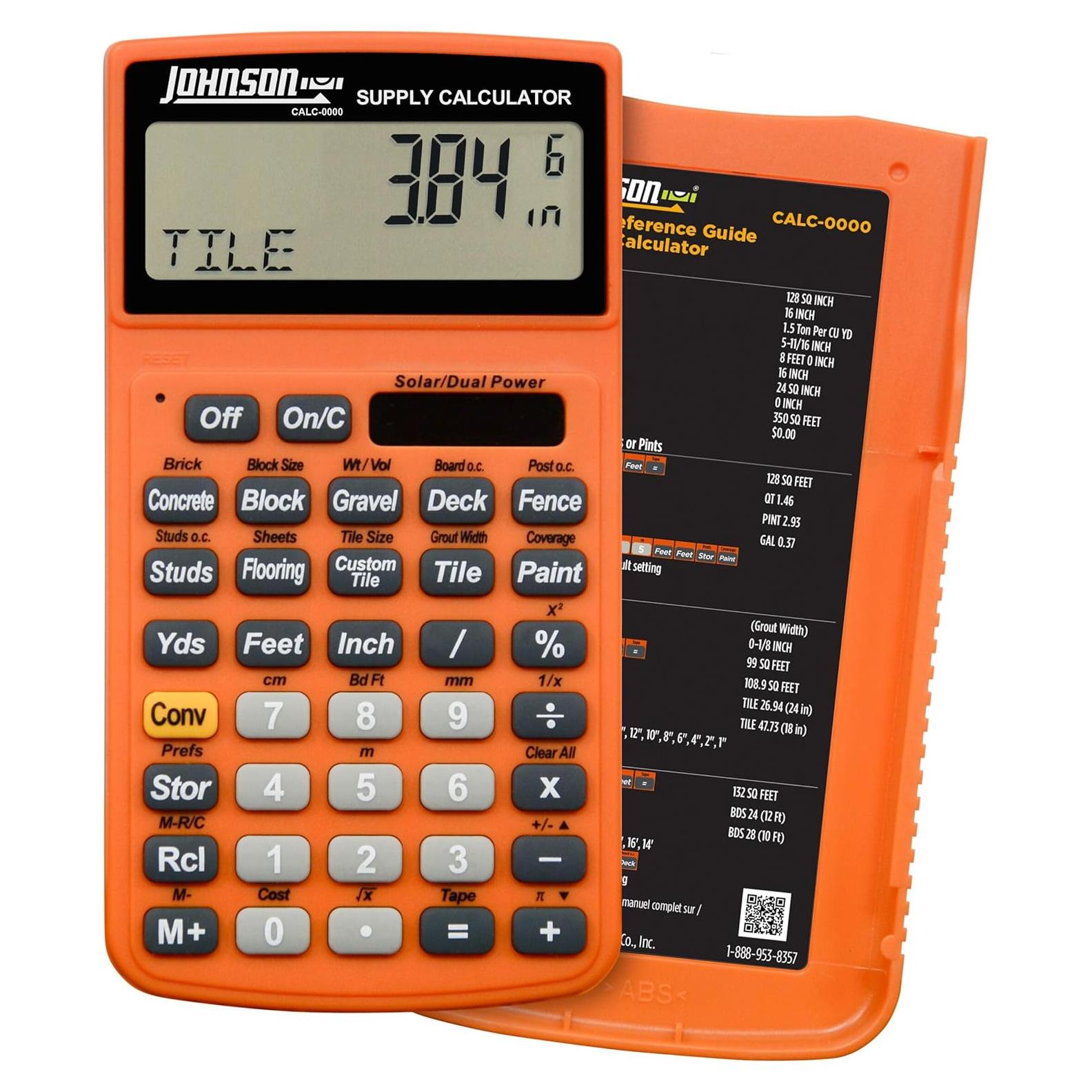 Calculadora de Suministros Johnson Level CALC-0000 LCD Naranja