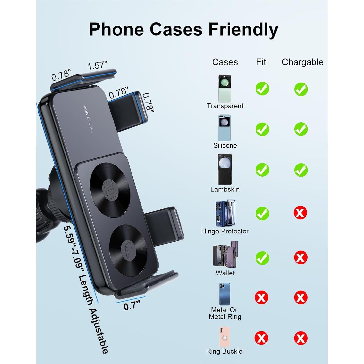 Cargador Inalámbrico Rápido 15W para Auto Xuenair Negro