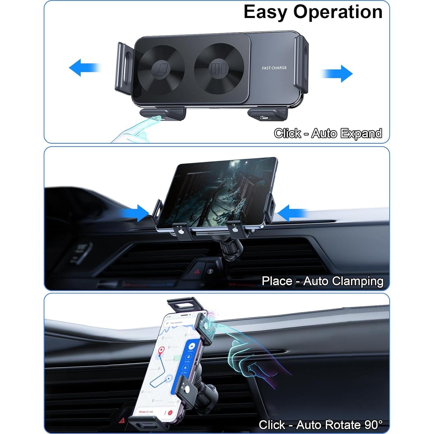 Cargador Inalámbrico Rápido 15W para Auto Xuenair Negro