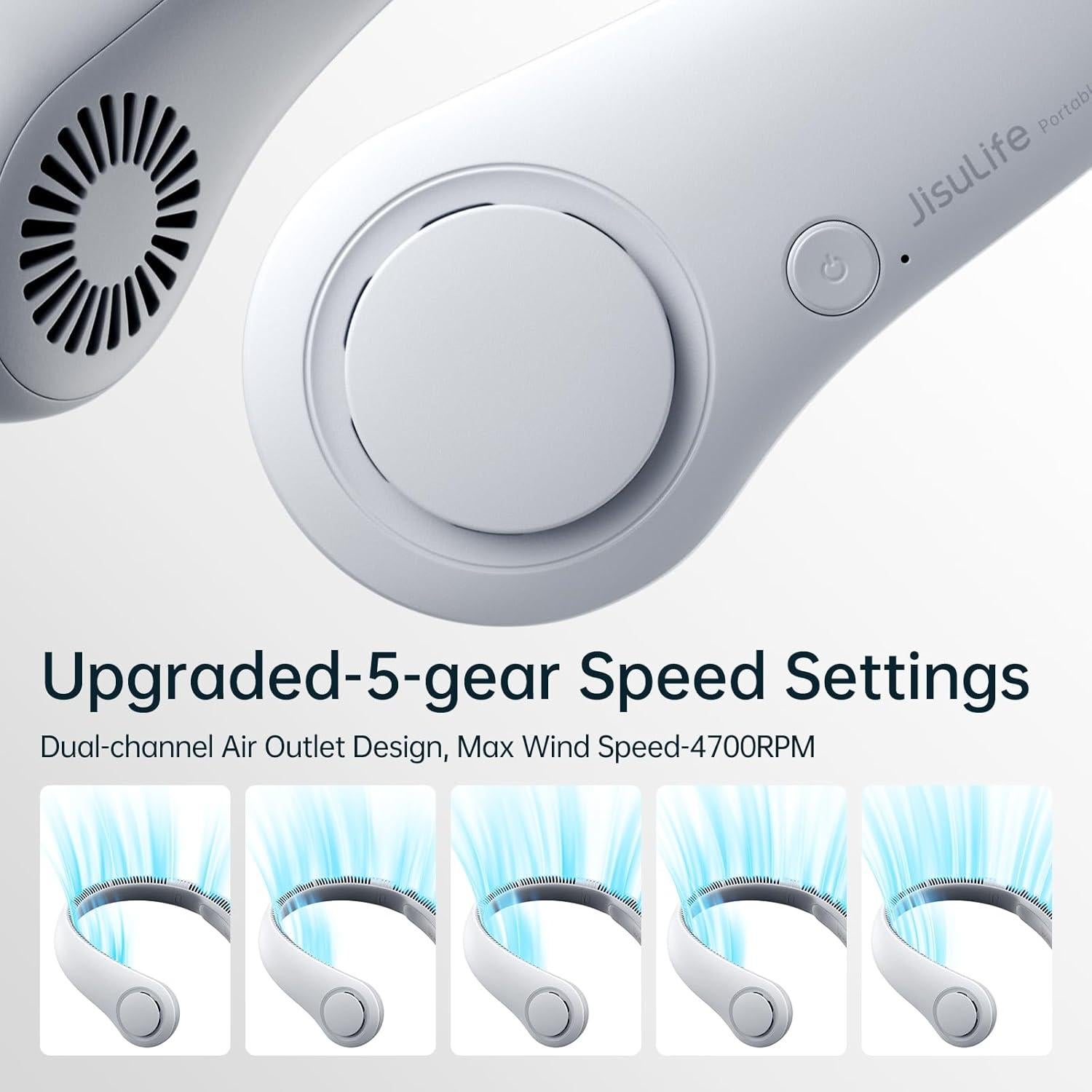 Ventilador de Cuello JISULIFE Life3 Portátil Recargable 4000mAh