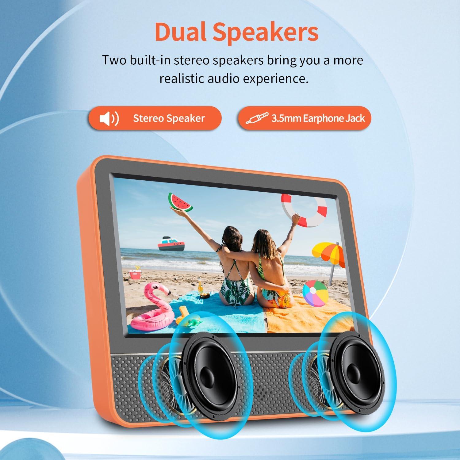 7inch Portable TV,Small tv with Battery-Digital ATSC Tuner,Headphone Out-USB/TF Port-HDMI Input,Mini TV for Camping RV Kitchen-Full Viewing Angles(Orange)