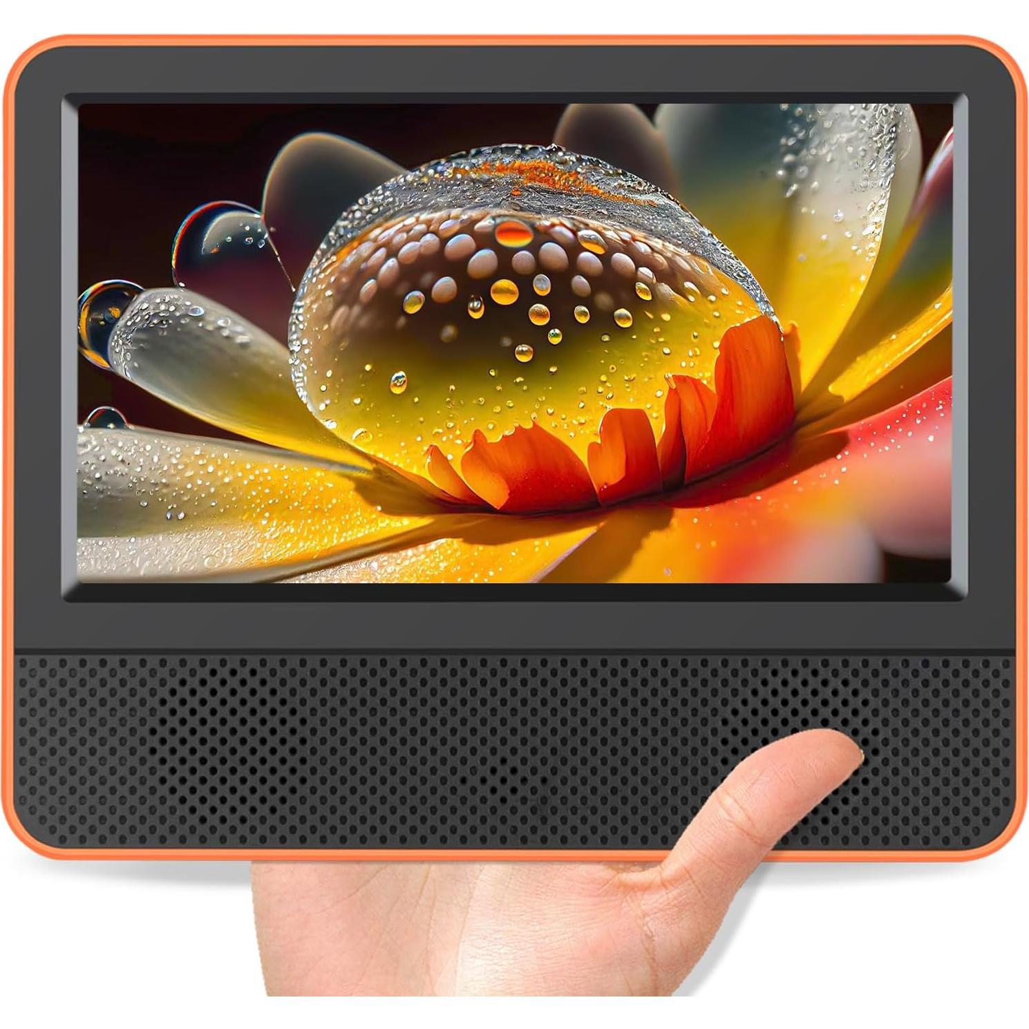 7inch Portable TV,Small tv with Battery-Digital ATSC Tuner,Headphone Out-USB/TF Port-HDMI Input,Mini TV for Camping RV Kitchen-Full Viewing Angles(Orange)