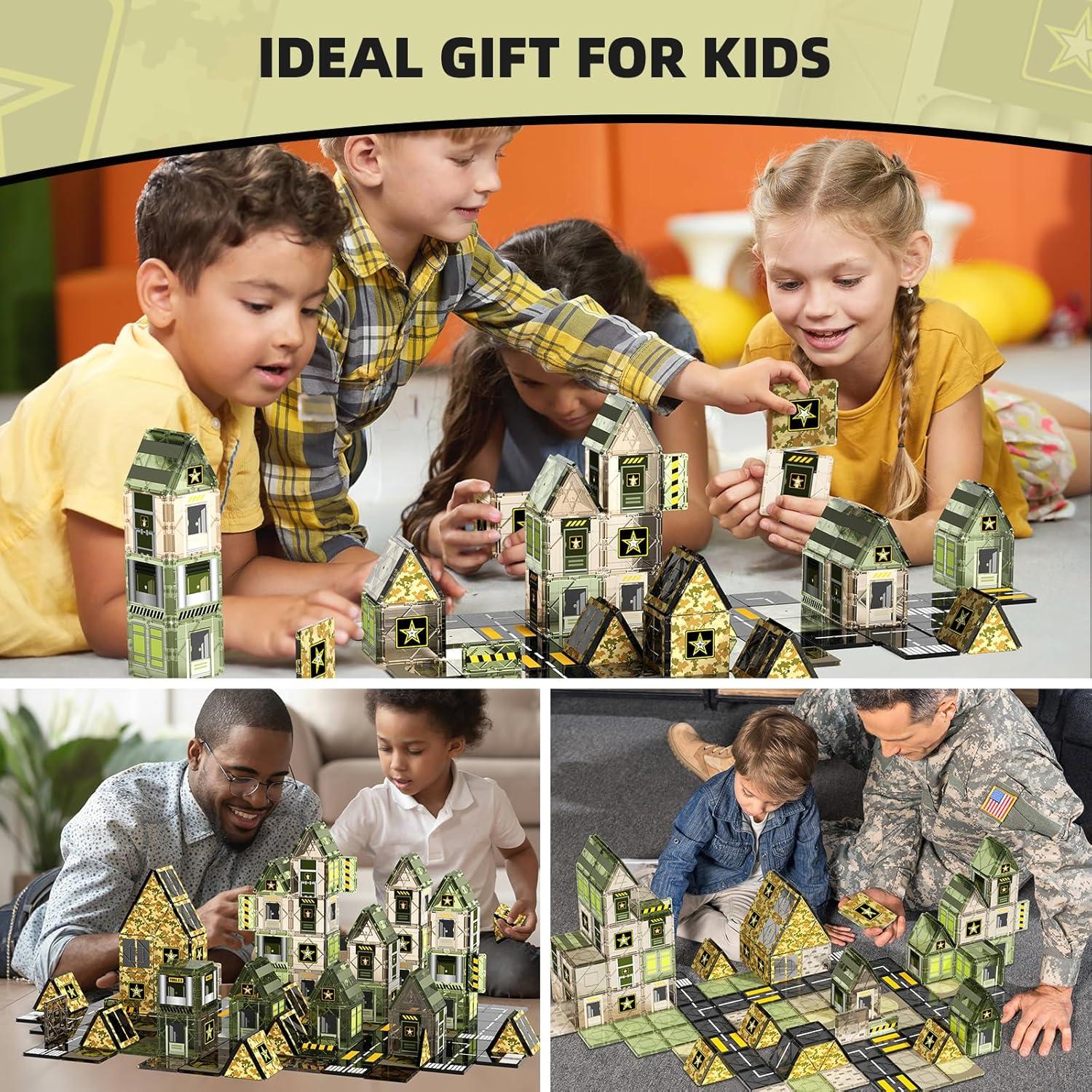 GobiDex 100 Azulejos Magnéticos Ejército Juguete STEM 3-12 Años