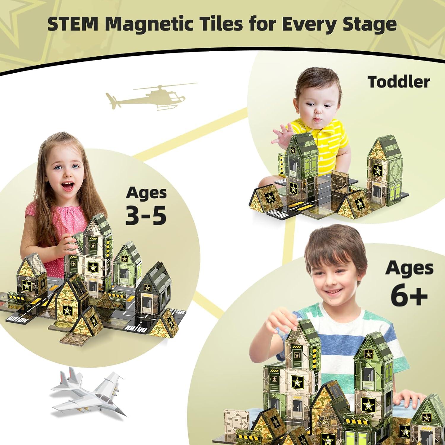 GobiDex 100 Azulejos Magnéticos Ejército Juguete STEM 3-12 Años