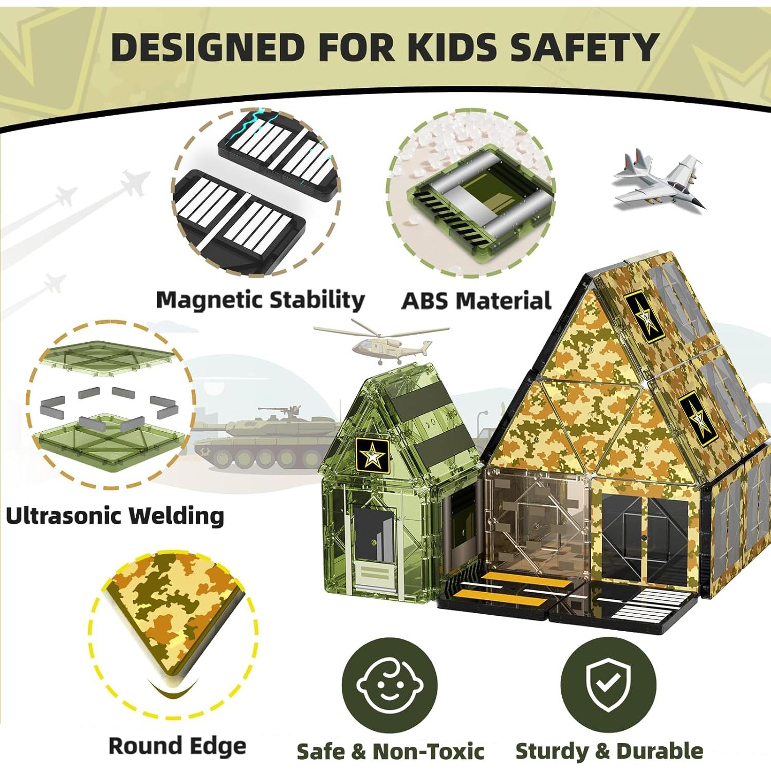 GobiDex 100 Azulejos Magnéticos Ejército Juguete STEM 3-12 Años