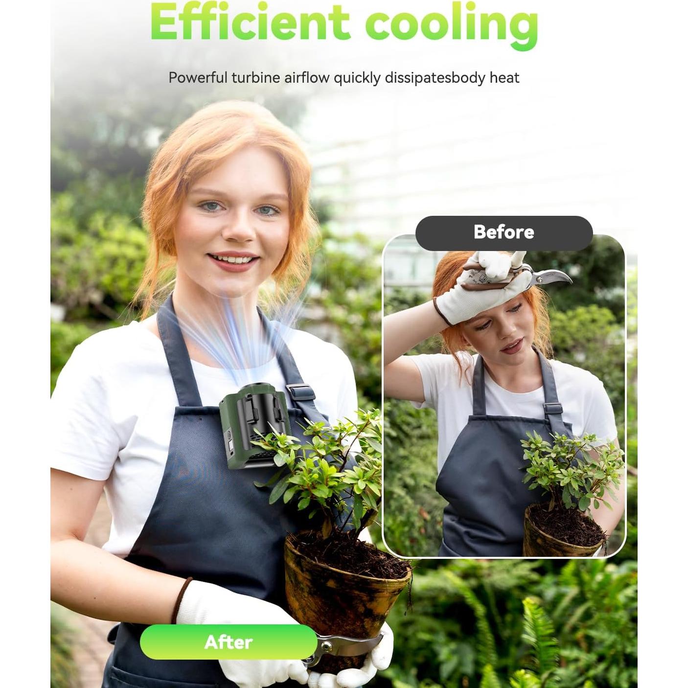 Ventilador de Cintura Portátil PlayHot 5 Velocidades 16600 RPM Verde