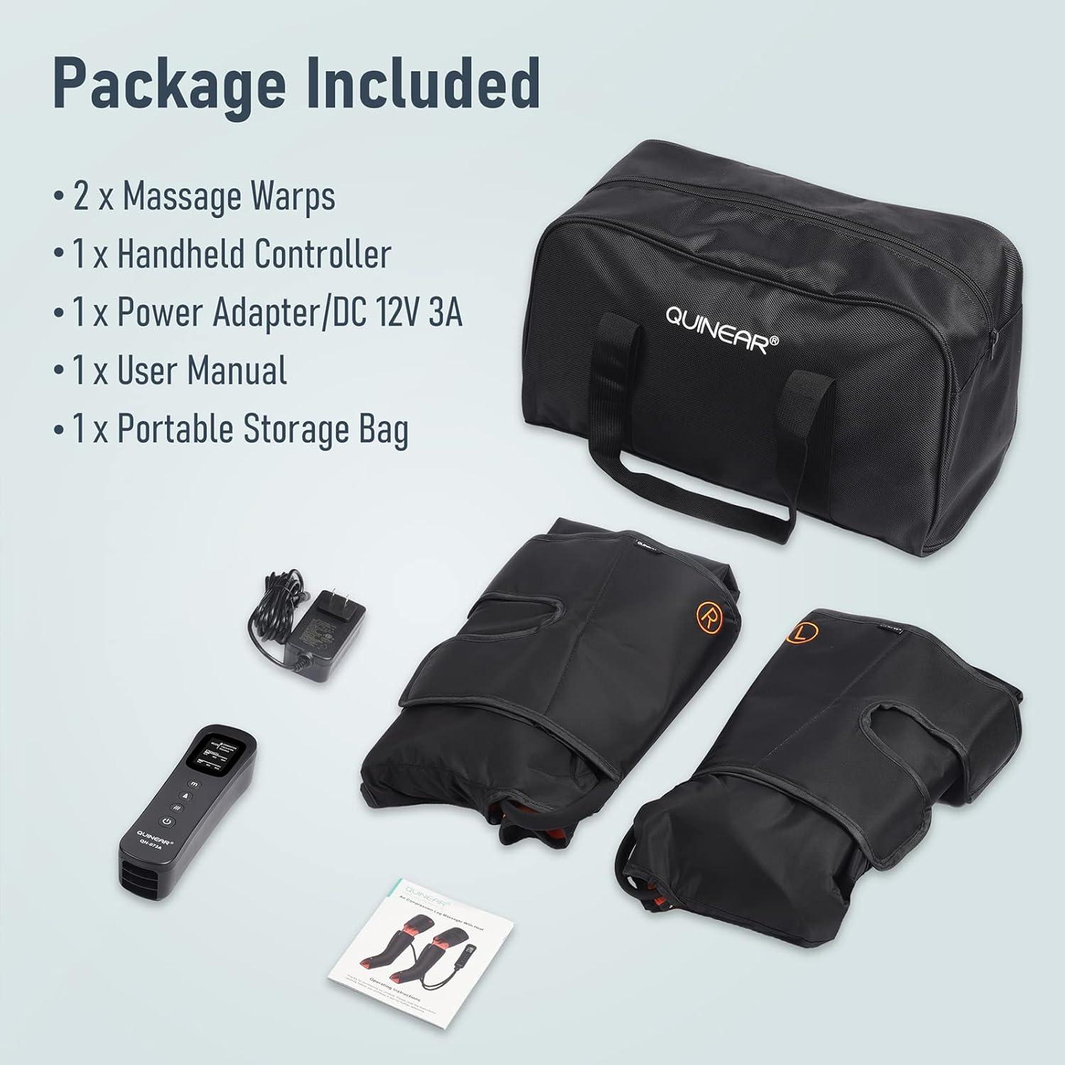 Masajeador de Piernas QUINEAR 3-en-1 con Calor y Compresión