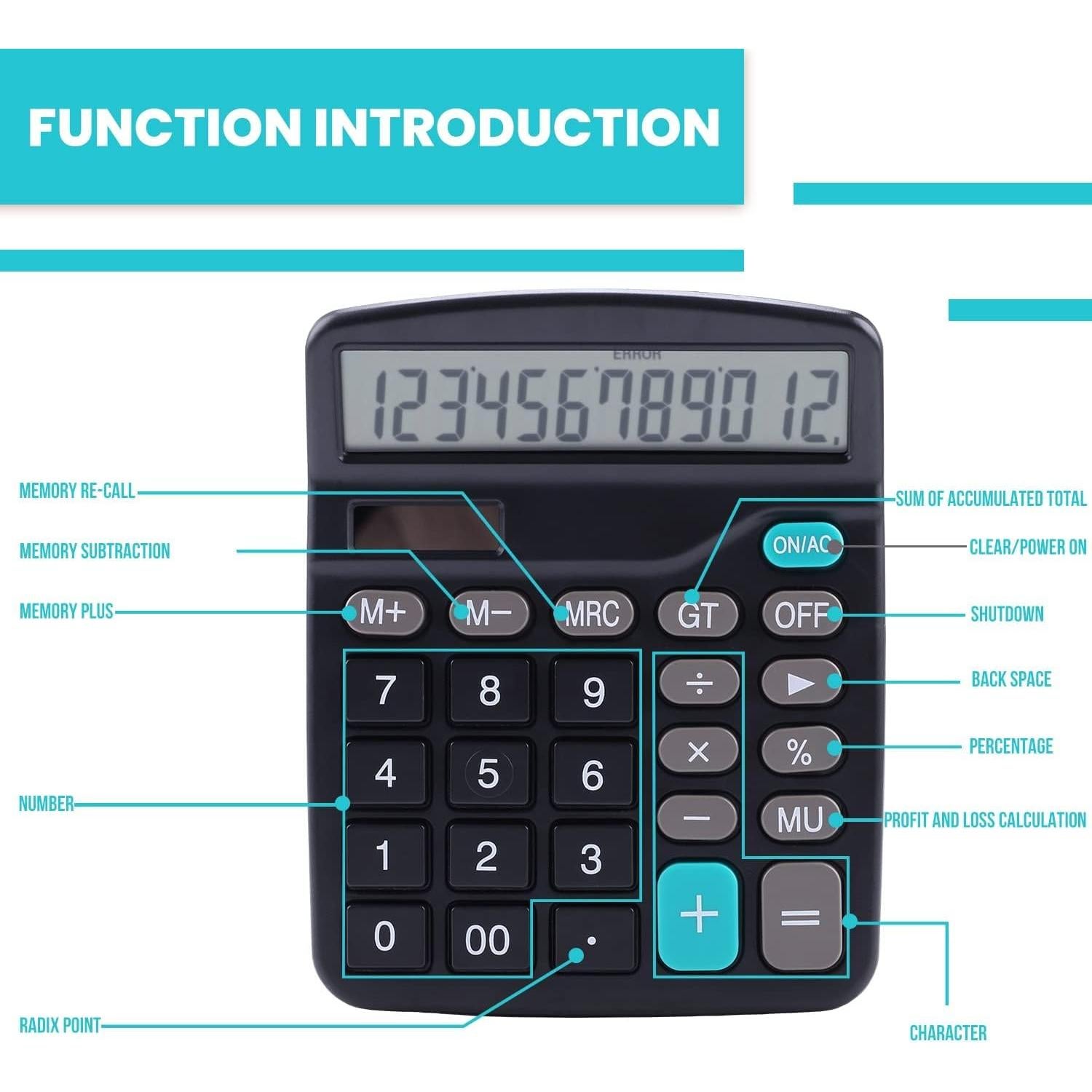 Calculadora de Escritorio Lichamp DCP-0526BK 12 Dígitos Solar