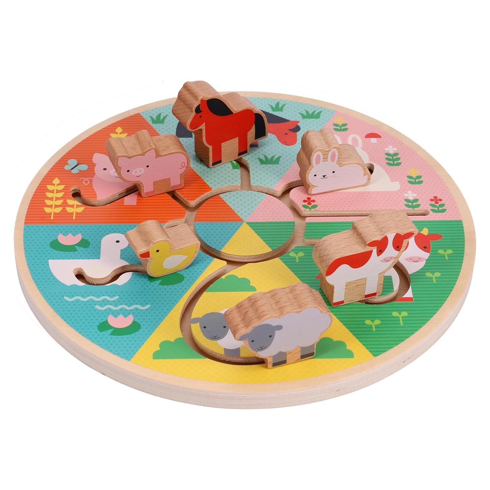 Laberinto Deslizante de Animales de Granja Petit Collage - Madera