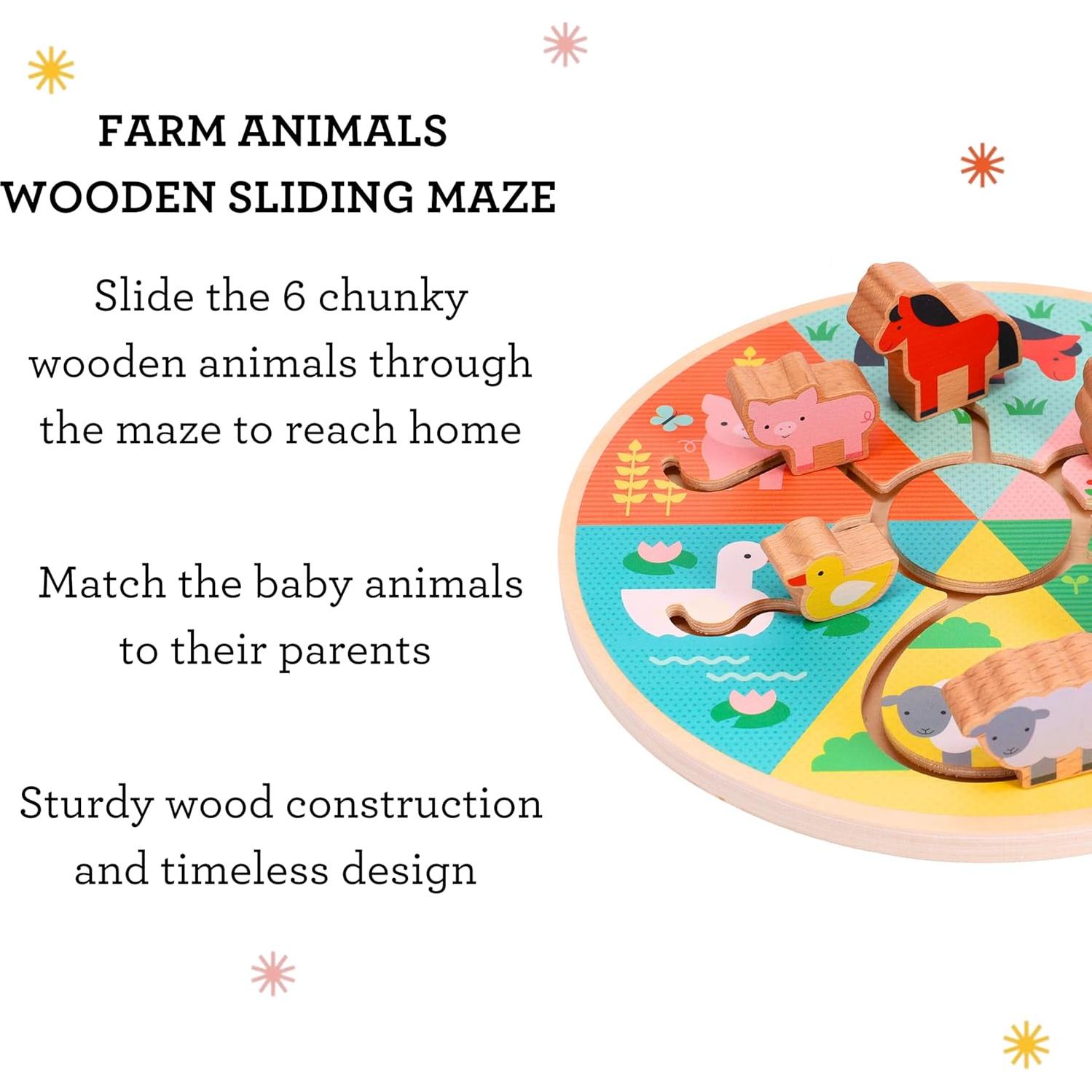 Laberinto Deslizante de Animales de Granja Petit Collage - Madera