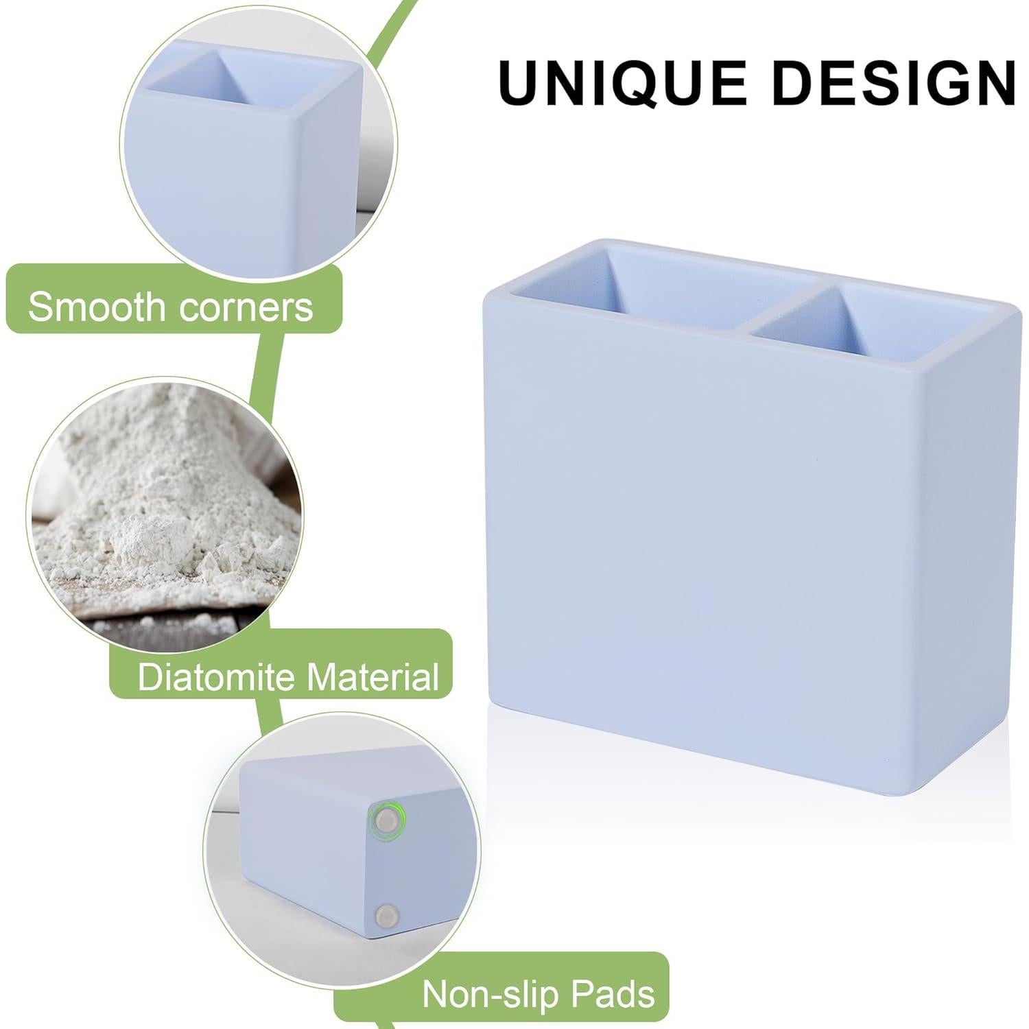 Soporte para Cepillos de Dientes Heagoale 2 Compartimentos Azul