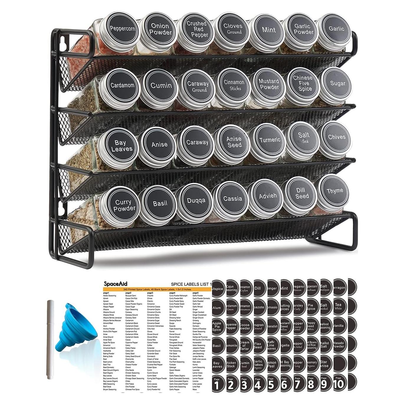 Organizador de Especias SpaceAid con 28 Frascos y 386 Etiquetas