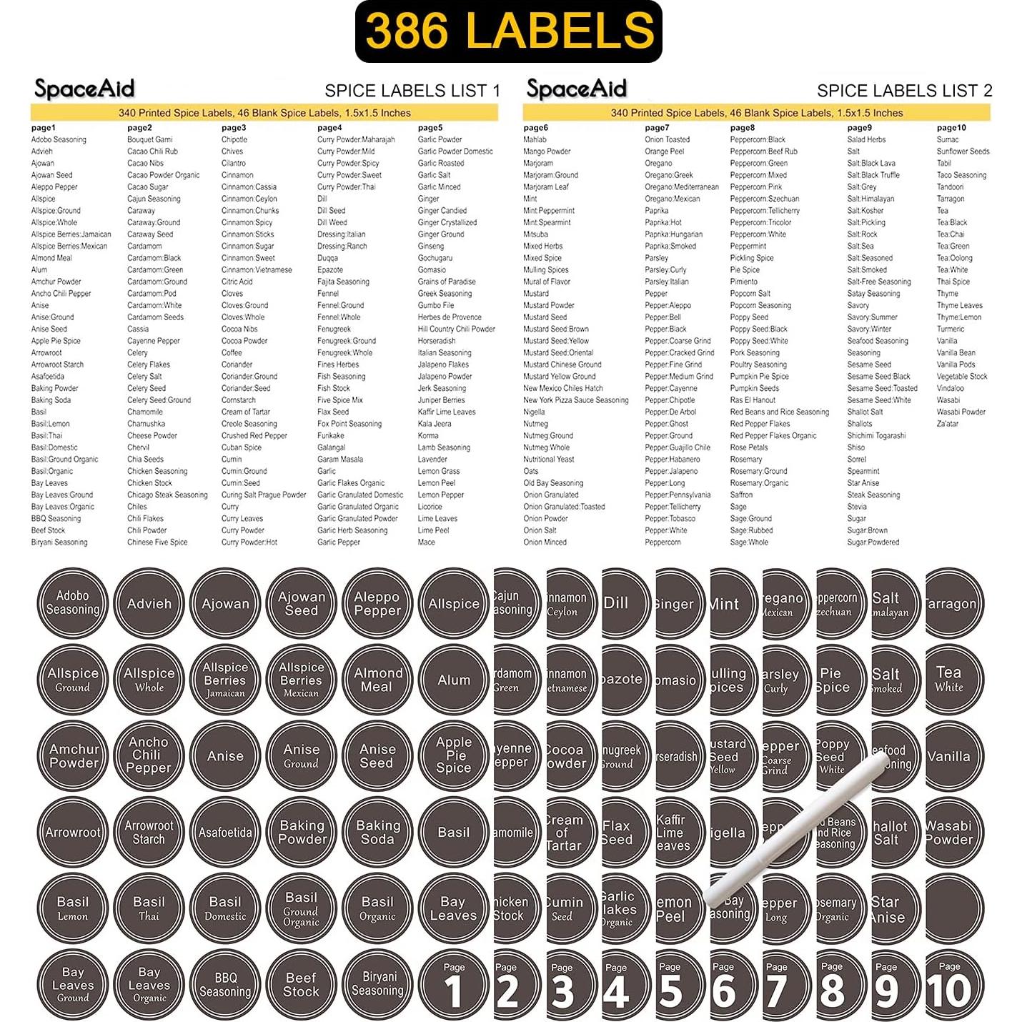 Organizador de Especias SpaceAid con 28 Frascos y 386 Etiquetas