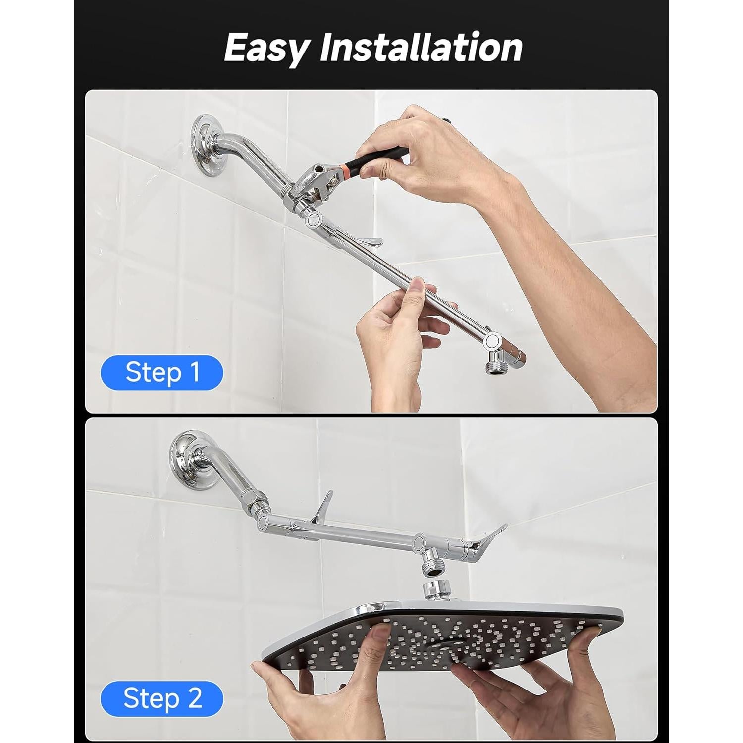 Cabezal de Ducha de Lluvia Veken 29.97 cm Cromo Ajustable