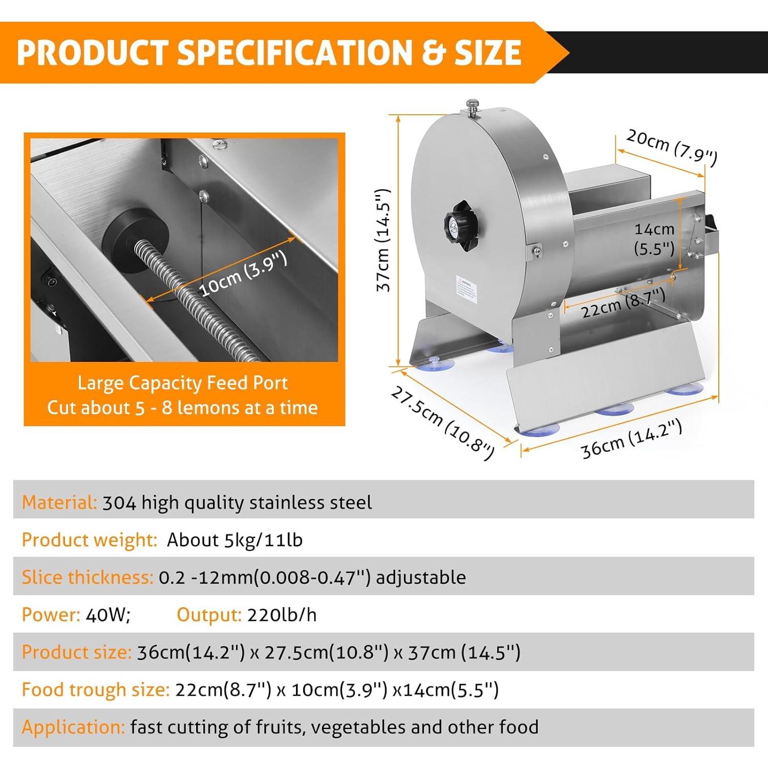 Cortadora Eléctrica de Verduras WICHEMI 40W Acero Inoxidable