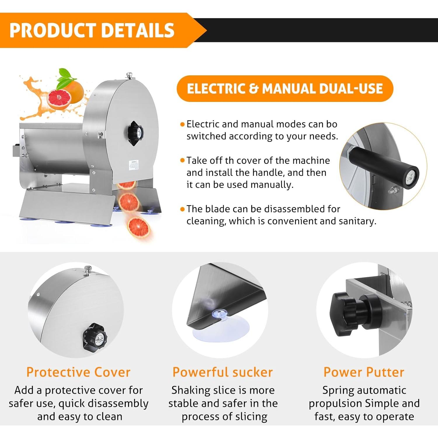 Cortadora Eléctrica de Verduras WICHEMI 40W Acero Inoxidable