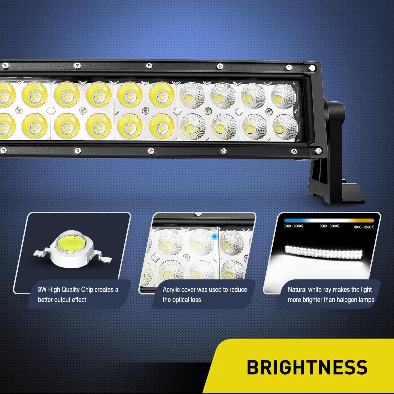 Barra de Luz LED Nilight 70015C-A 120W Curva 50.8cm