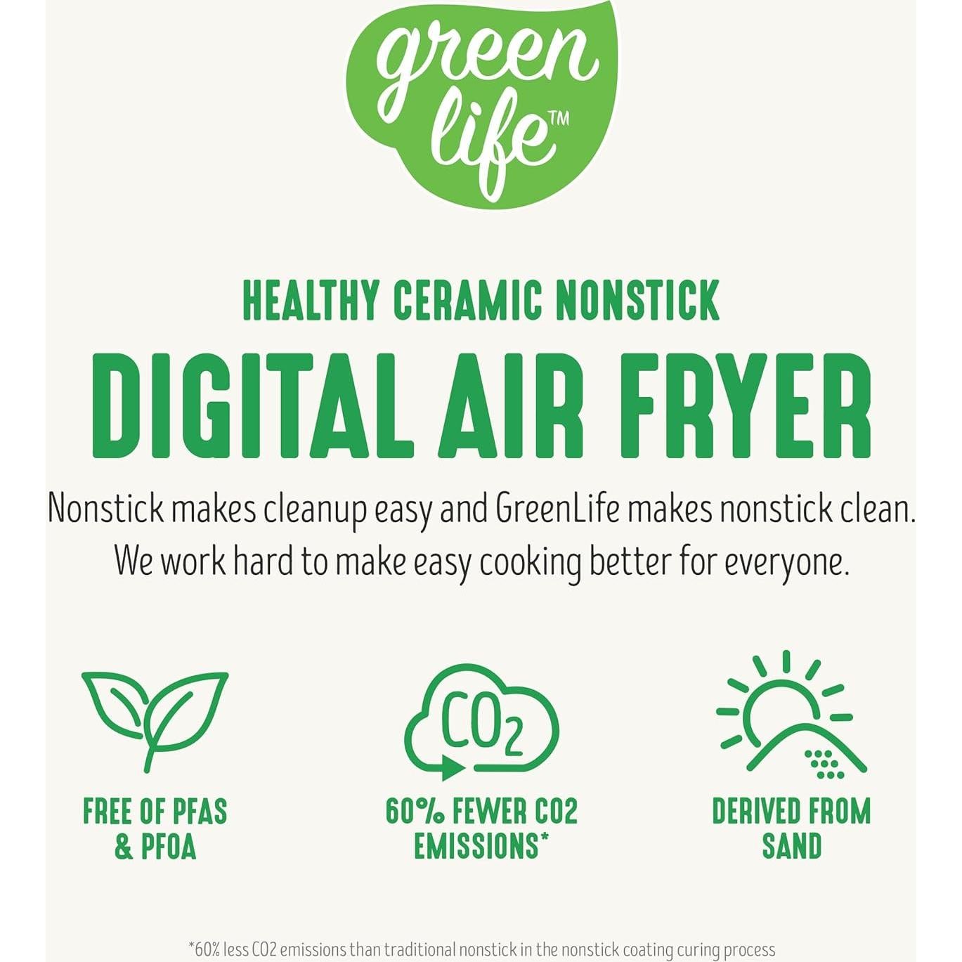 Freidora Eléctrica GreenLife 5.3L Antiadherente Digital