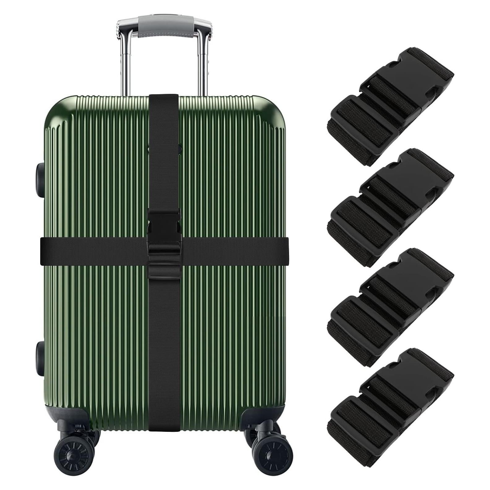 Correas de Equipaje LVAINIT 4 Piezas Ajustables 200cm Negro