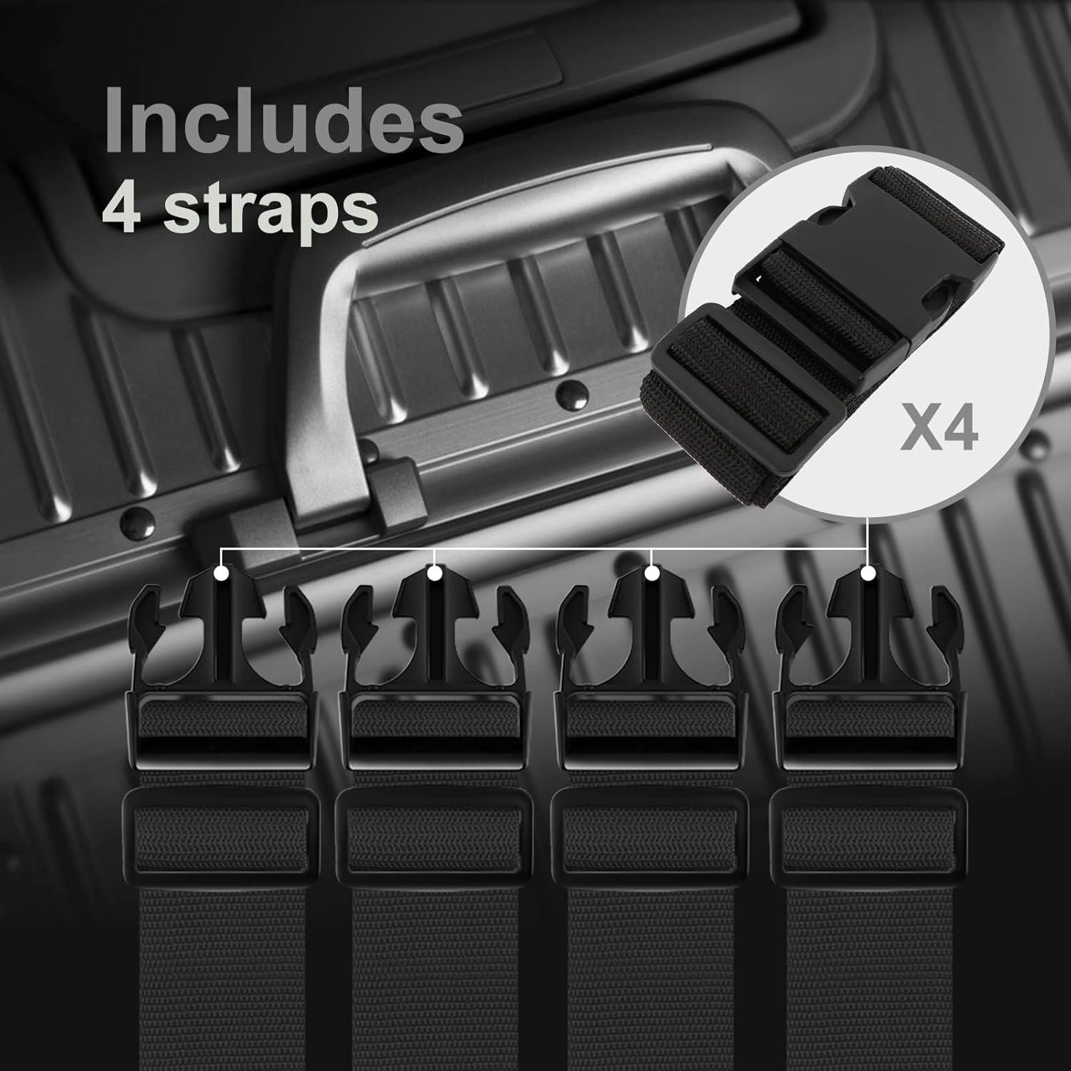 Correas de Equipaje LVAINIT 4 Piezas Ajustables 200cm Negro