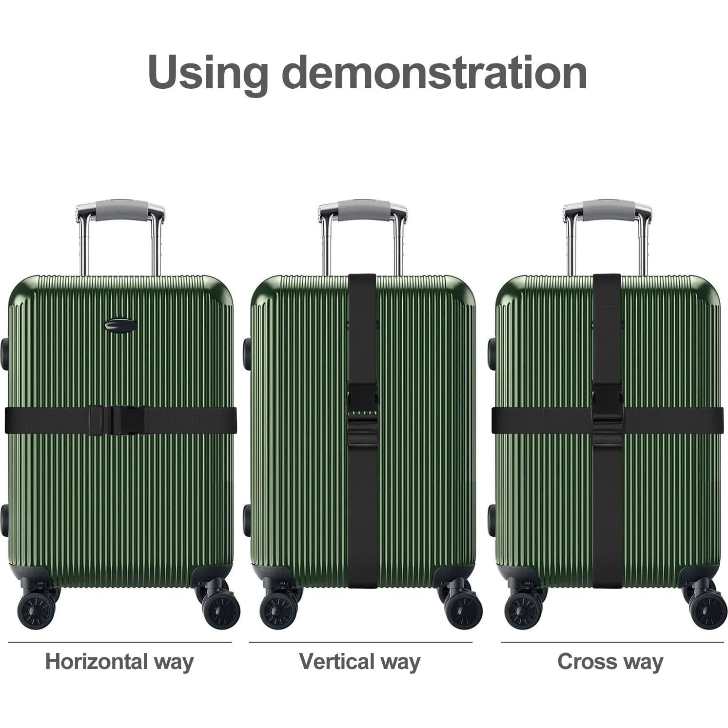 Correas de Equipaje LVAINIT 4 Piezas Ajustables 200cm Negro