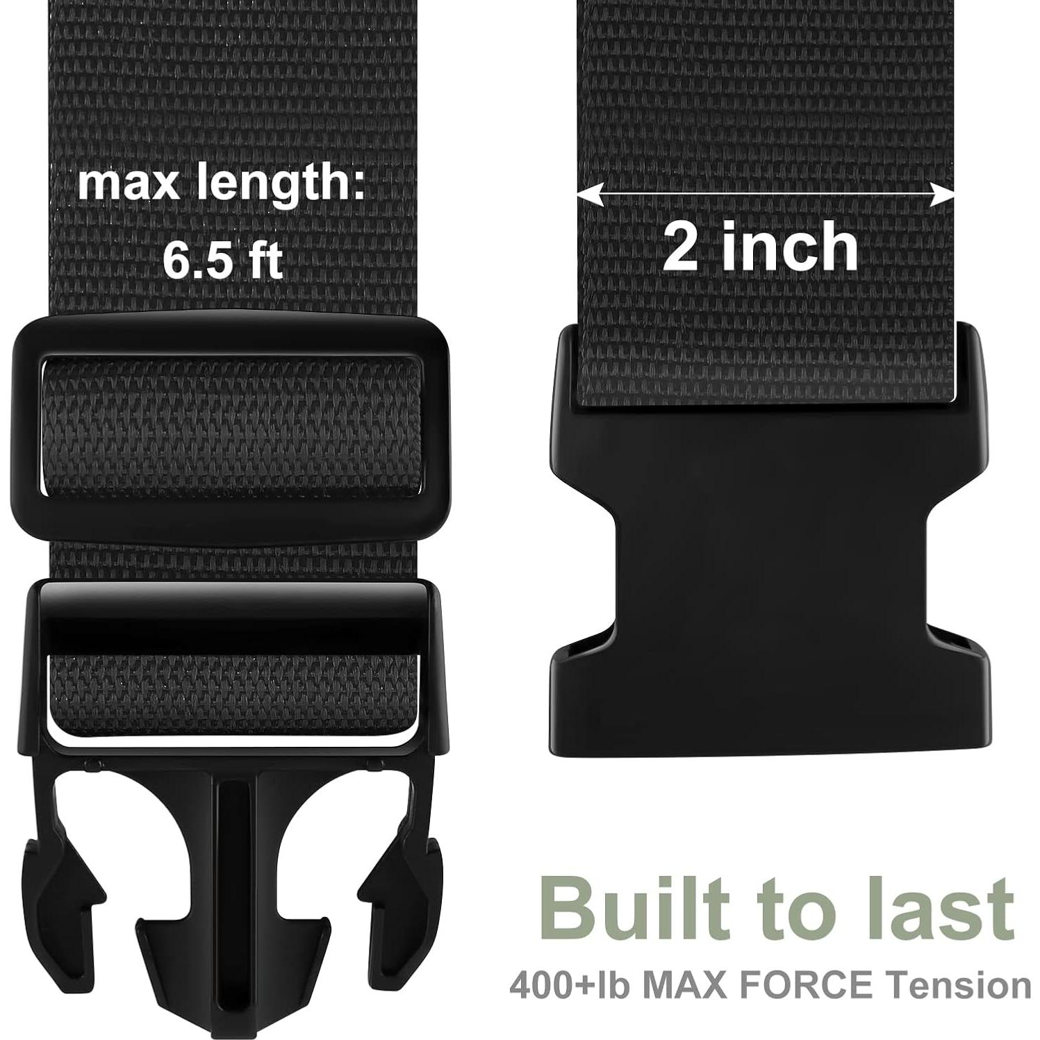 Correas de Equipaje LVAINIT 4 Piezas Ajustables 200cm Negro