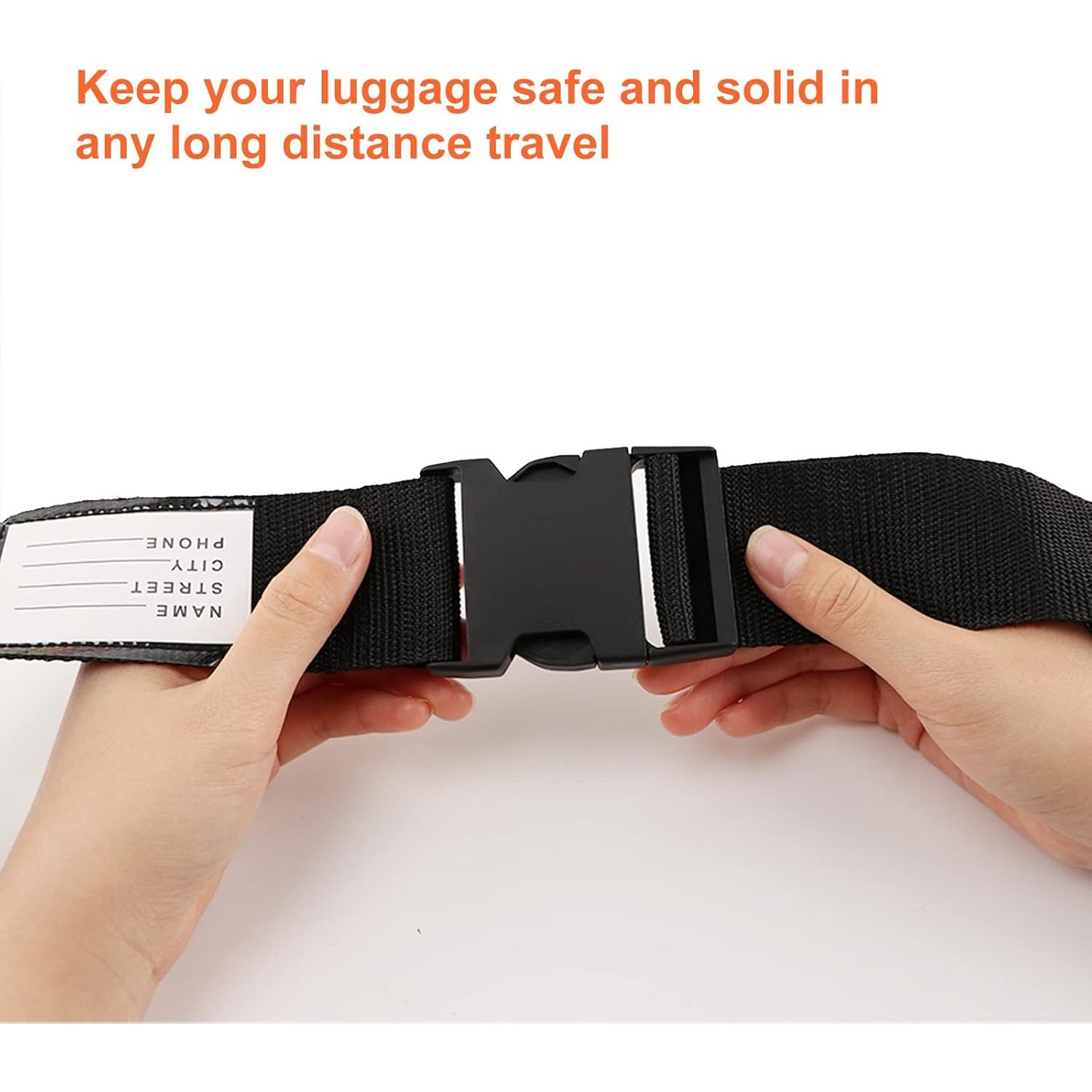 Correas de Equipaje LVAINIT 4 Piezas Ajustables 200cm Negro