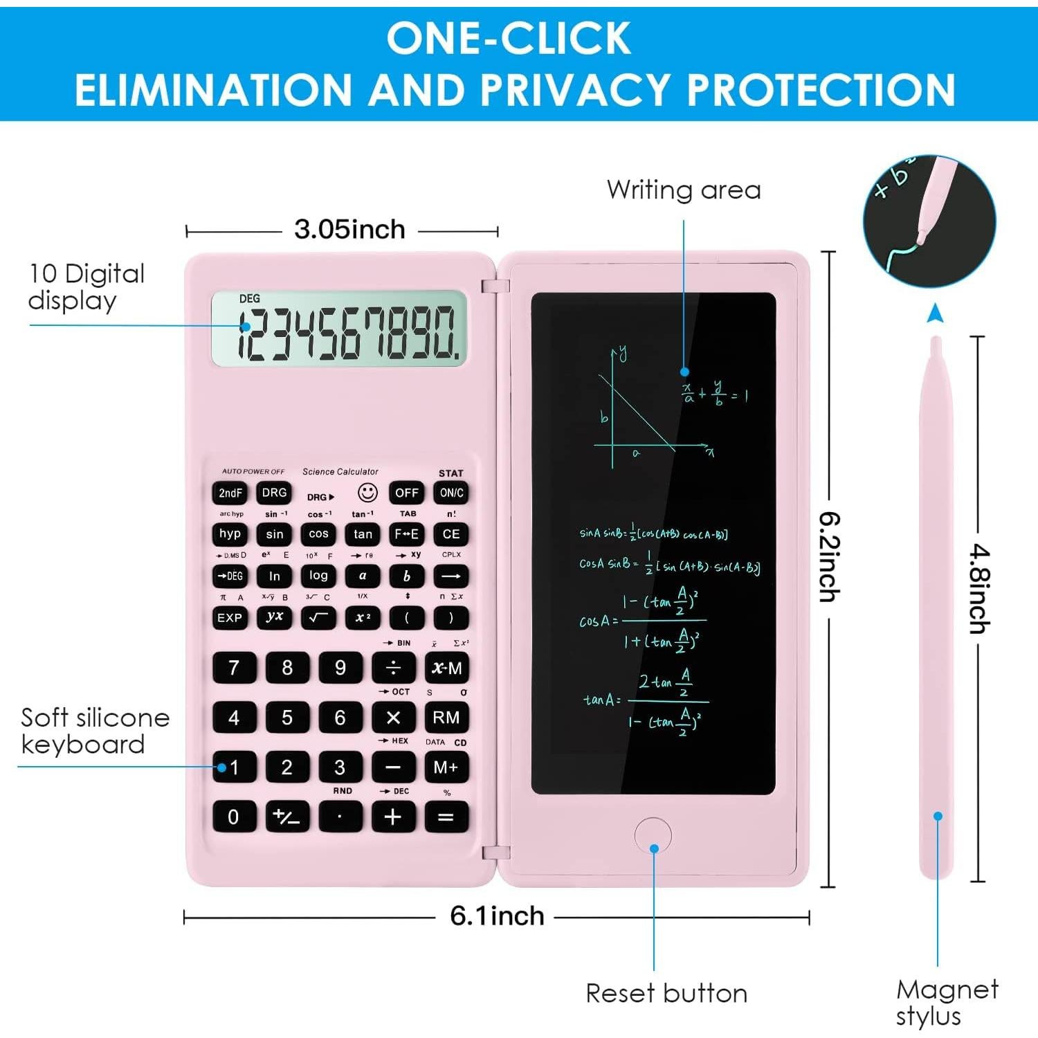 Calculadora Científica IPepul Rosa 10 Dígitos y Bloc de Notas