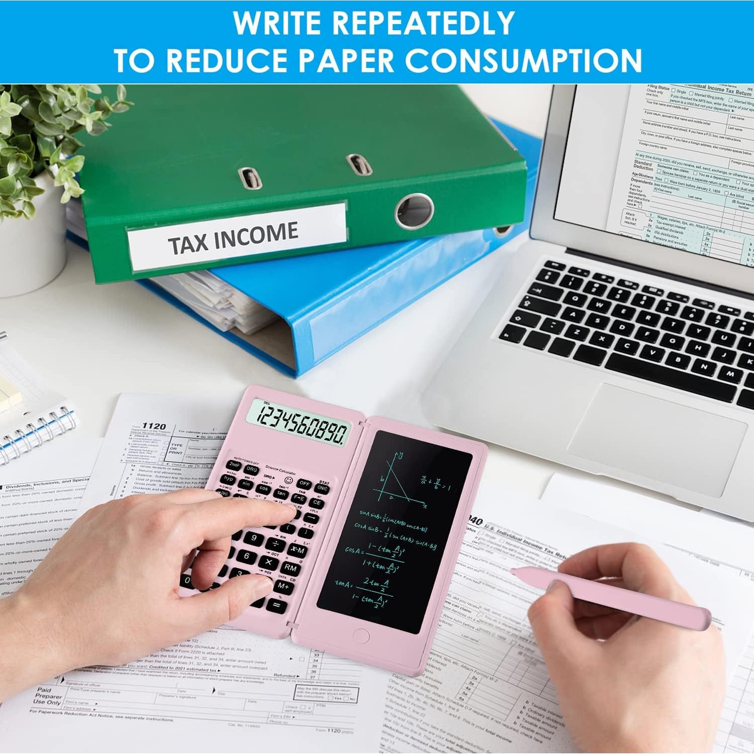 Calculadora Científica IPepul Rosa 10 Dígitos y Bloc de Notas