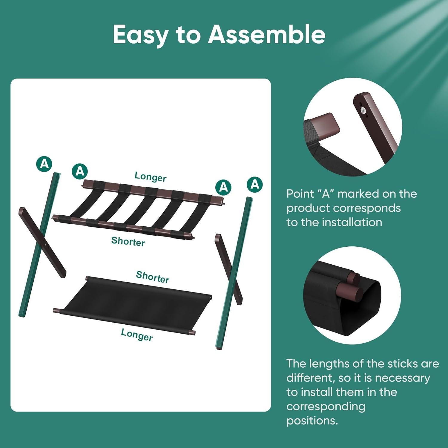 Soporte de Equipaje Plegable Smuxee de Bambú Marrón 67cm