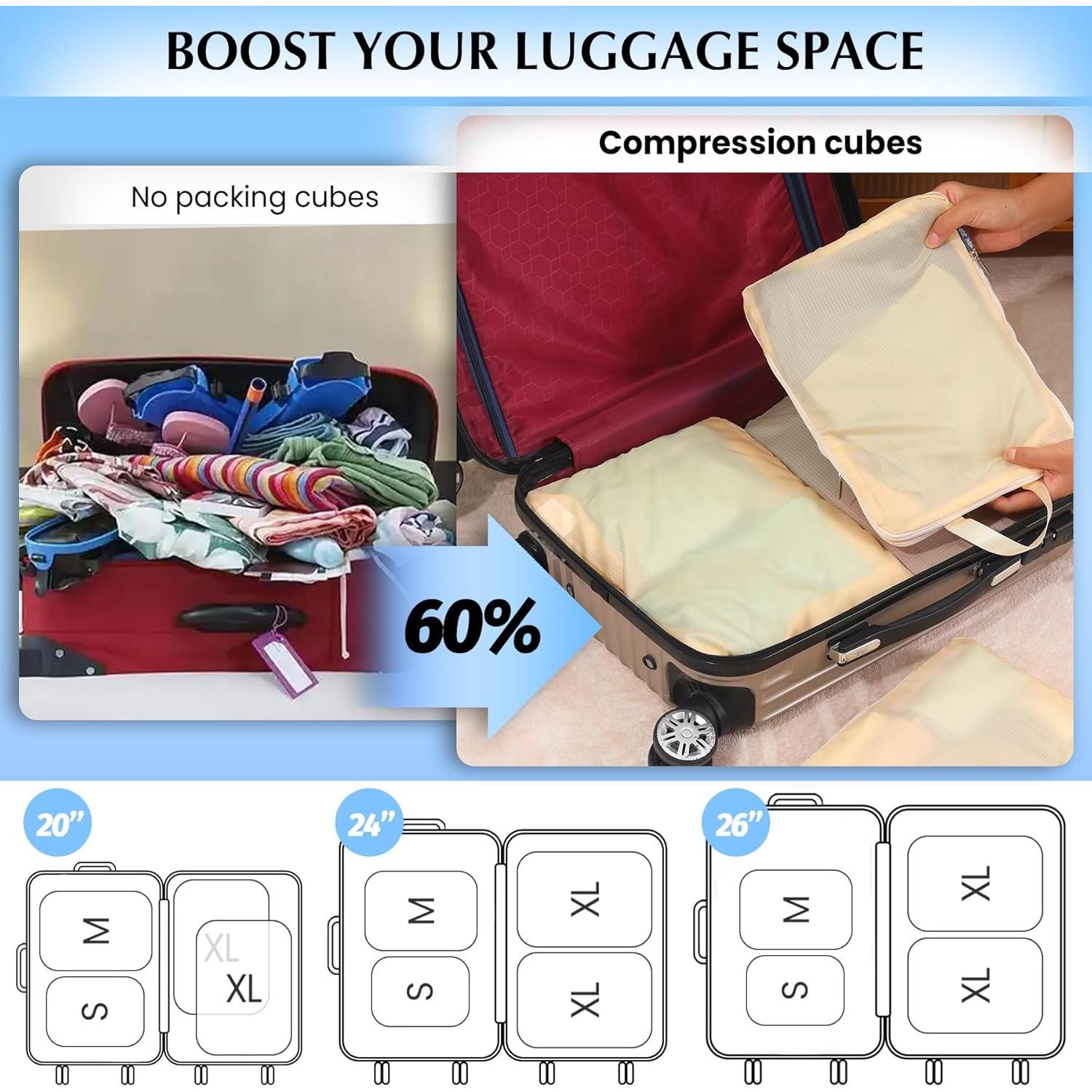 Cubos de Compresión HDKJDPG 4 Set Beige para Viaje