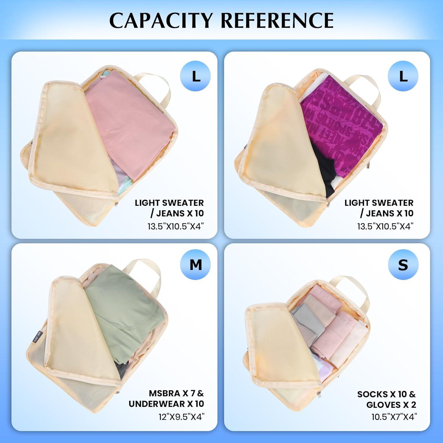 Cubos de Compresión HDKJDPG 4 Set Beige para Viaje