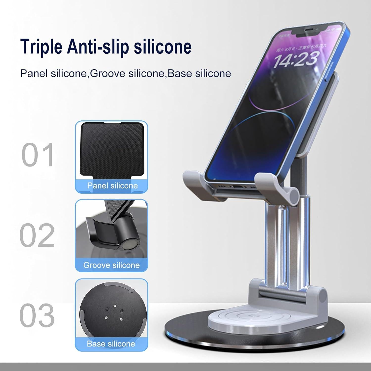 Soporte Plegable para Teléfono Oncheer T22 Negro 360° Ajustable