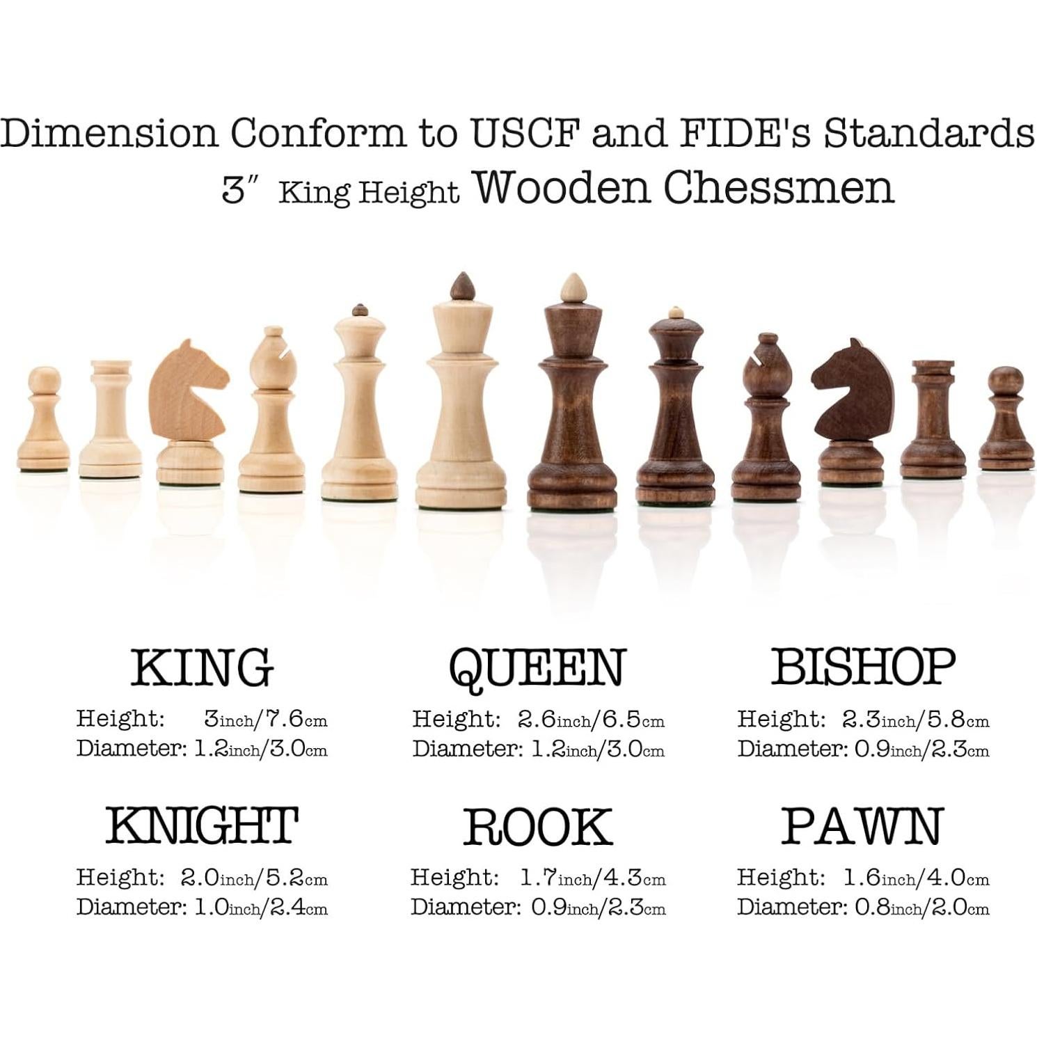 Juego de Ajedrez de Madera LINGLE 38 cm Plegable y Portátil