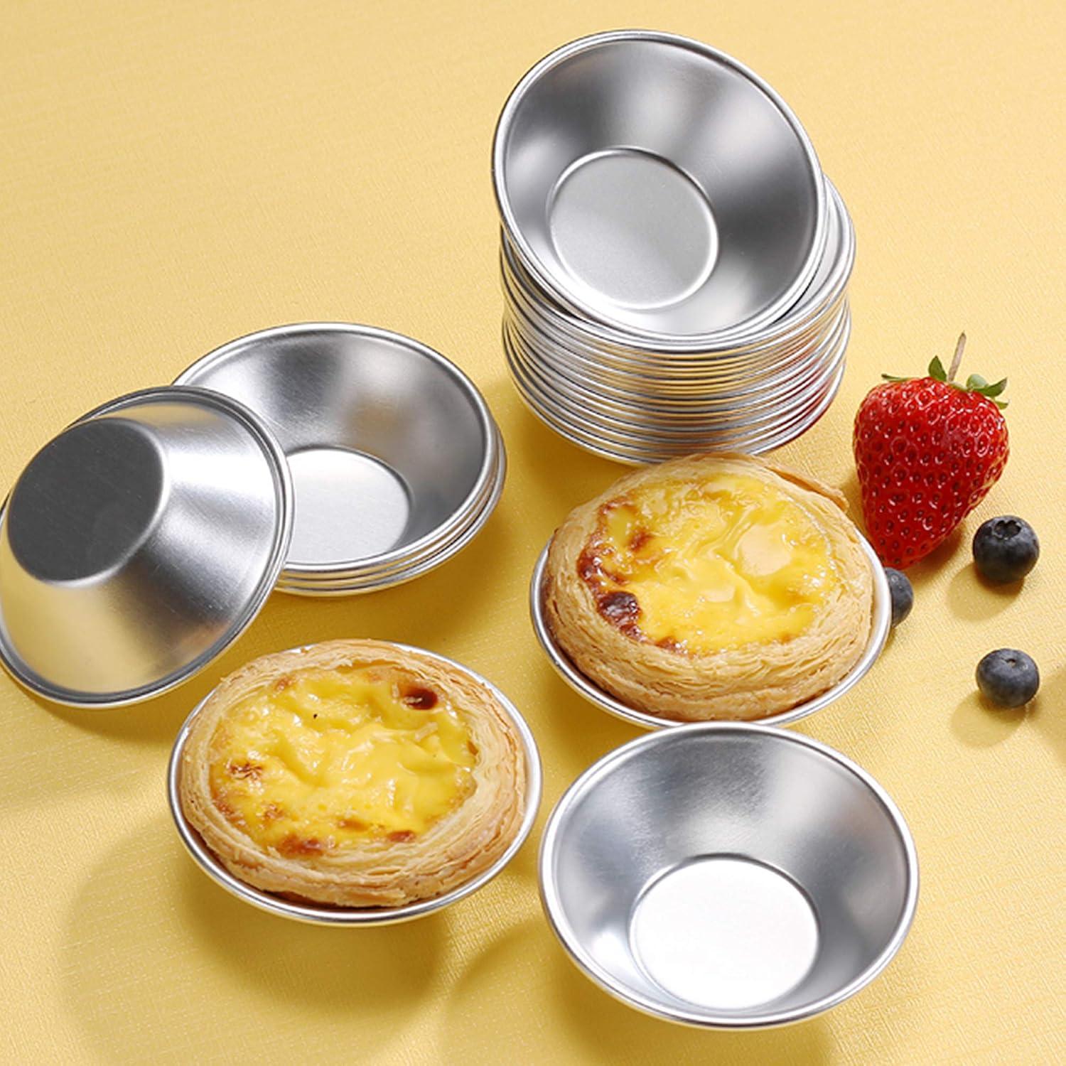 25 Moldes para Tartas de Huevo Milkary de Aluminio Reutilizables