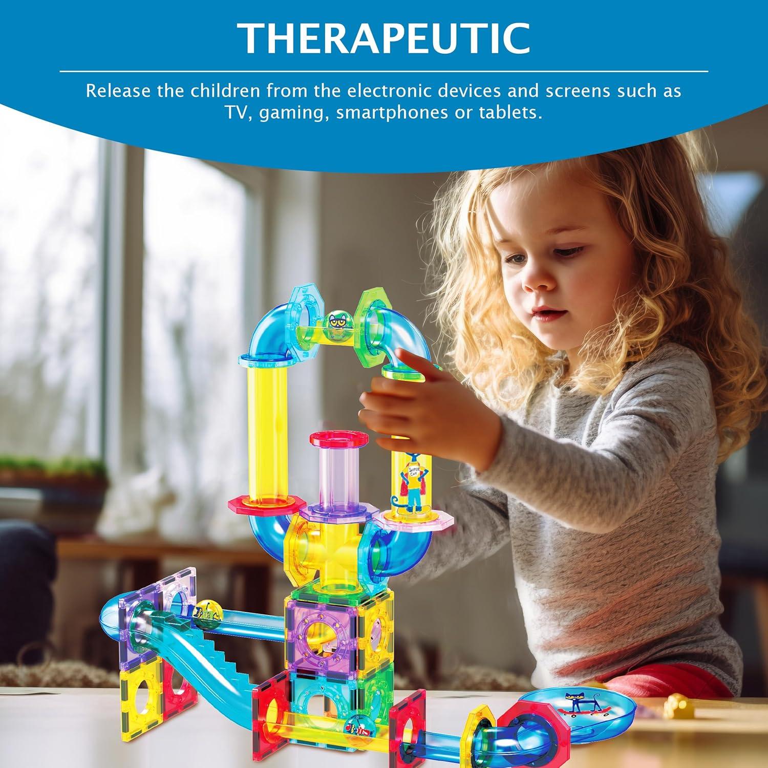 PicassoTiles 62 Piezas Pista de Canicas Magnética 3+