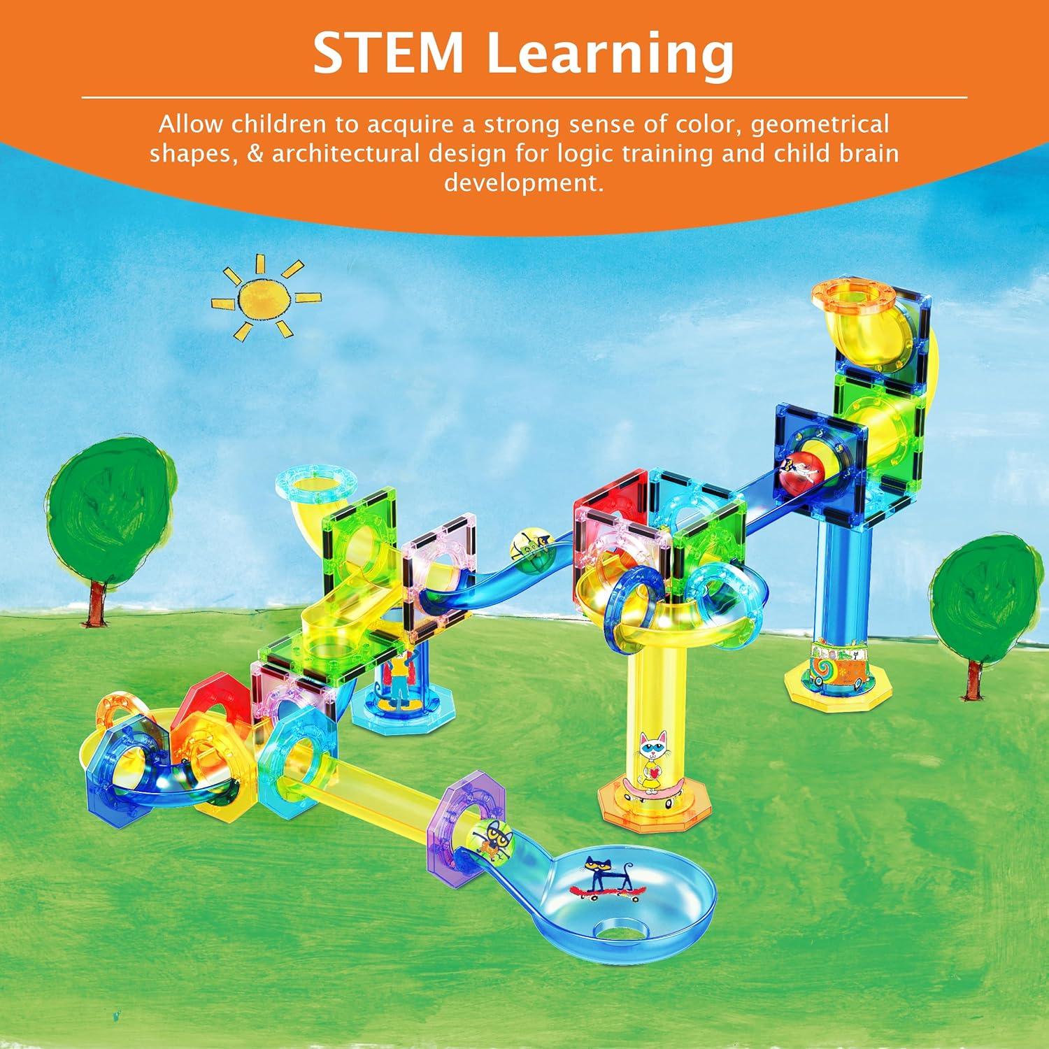 PicassoTiles 62 Piezas Pista de Canicas Magnética 3+