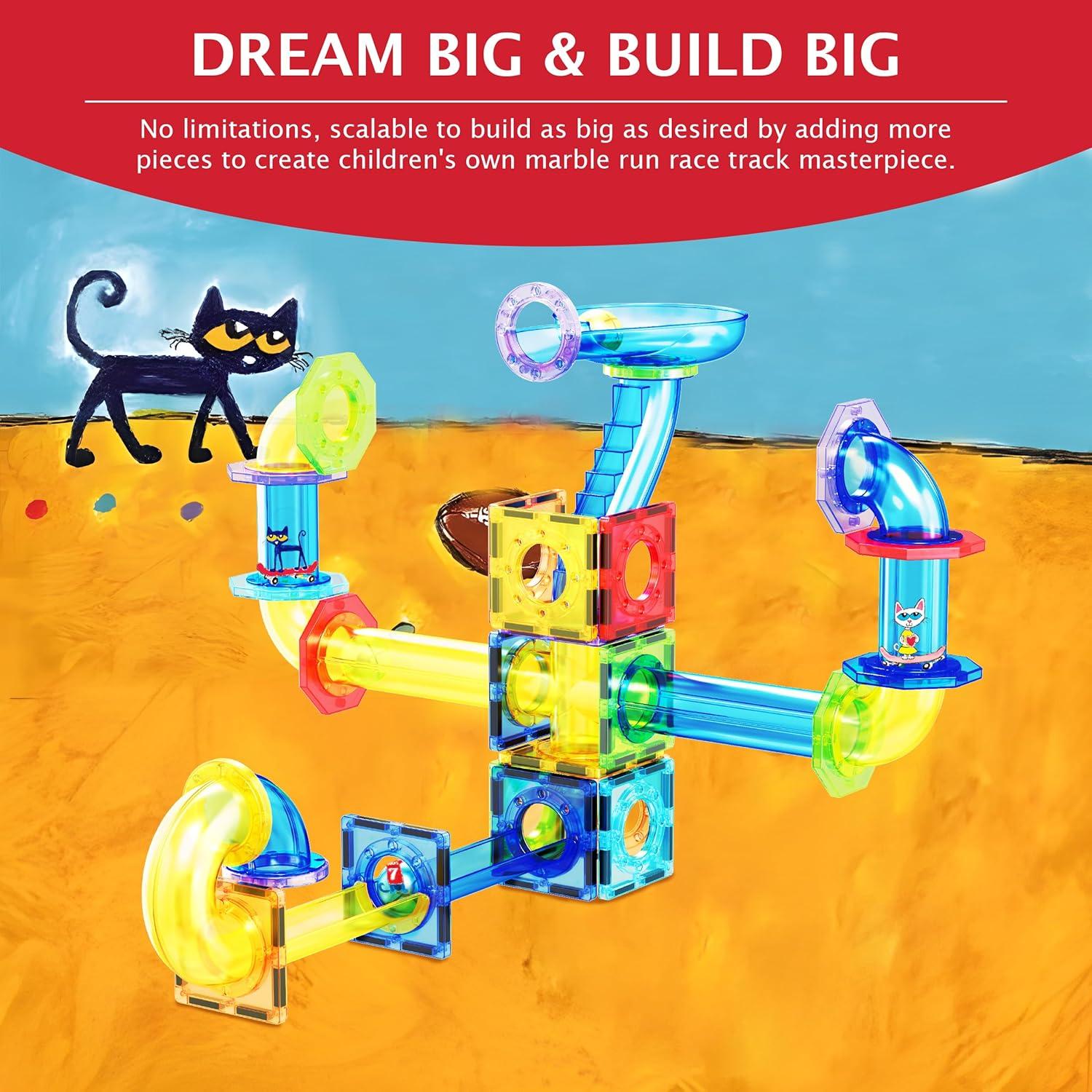 PicassoTiles 62 Piezas Pista de Canicas Magnética 3+