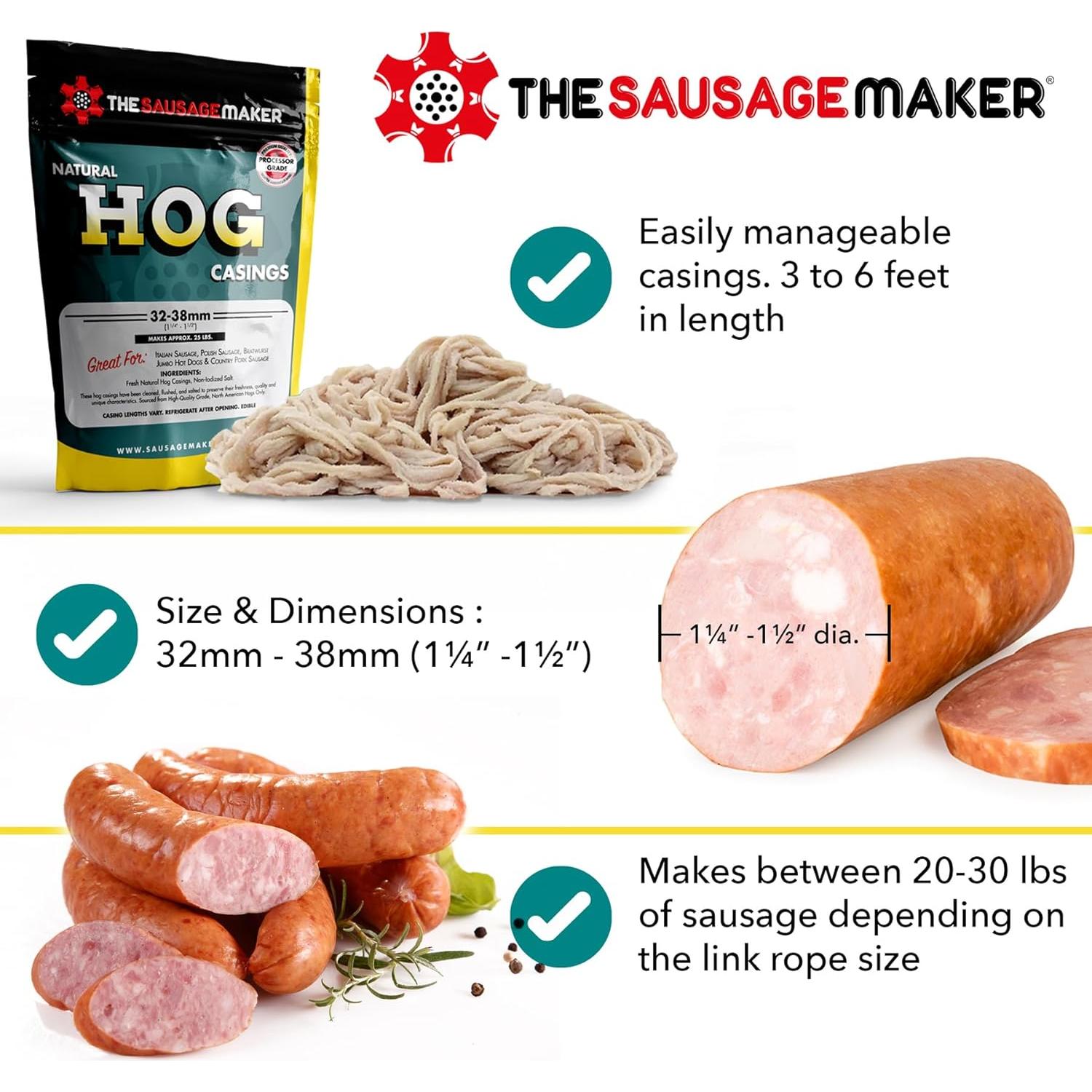 Tripas de Cerdo Natural El Fabricante de Salchichas 32-38mm 11.34kg