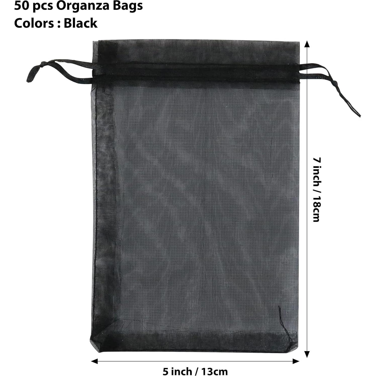 Bolsas de Organza Negras ANZNKU 50 Piezas 12.7x17.8 cm
