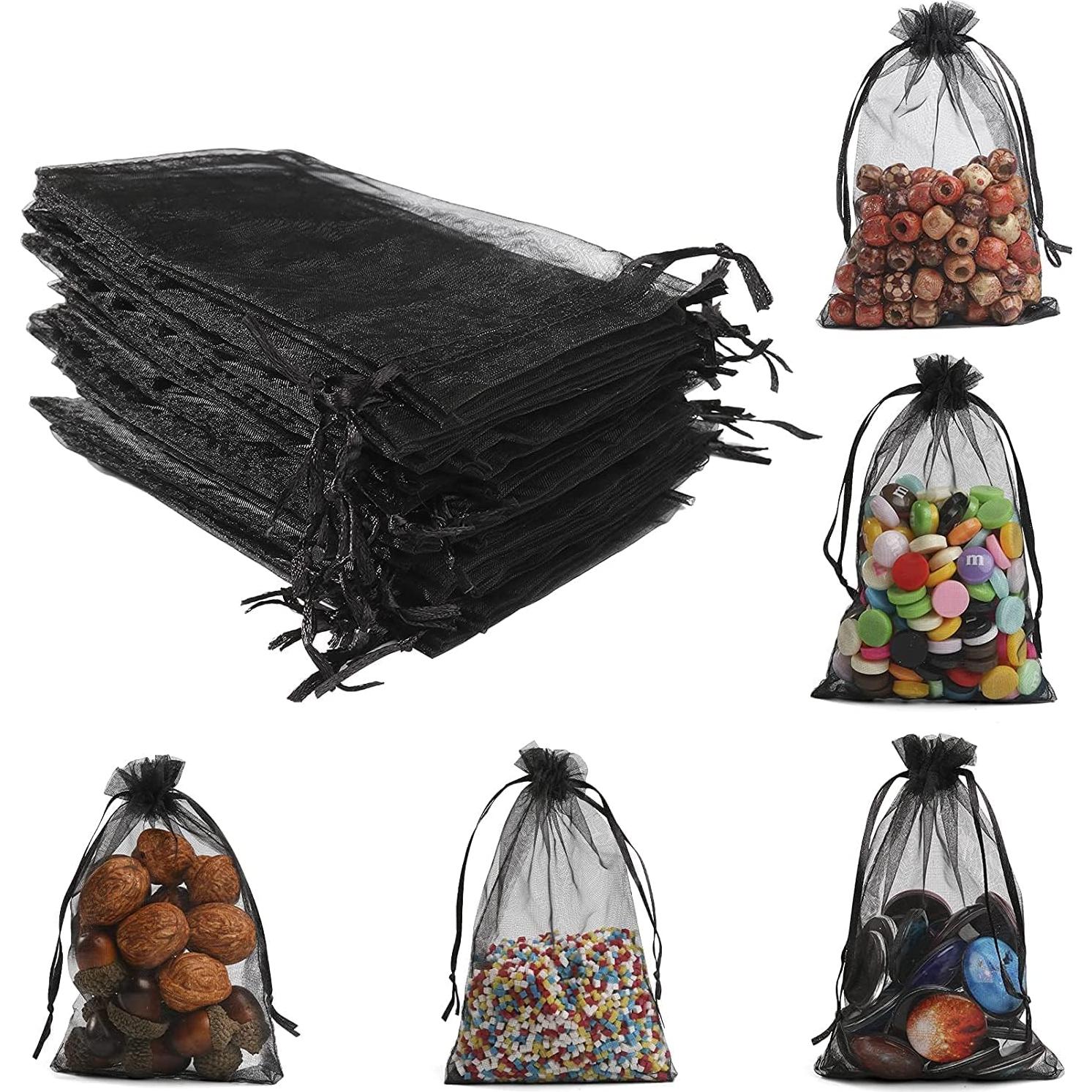 Bolsas de Organza Negras ANZNKU 50 Piezas 12.7x17.8 cm