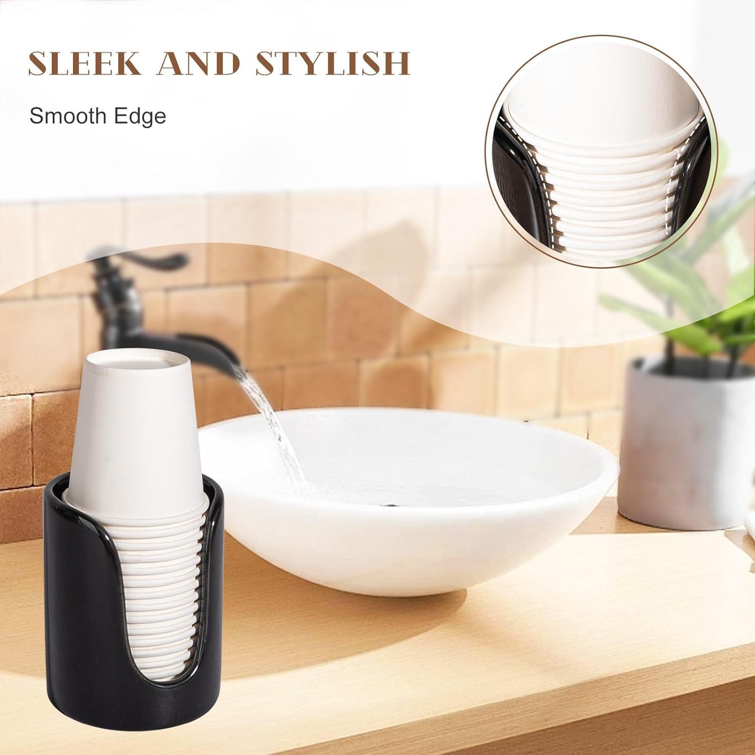 Dispensador de Vasos para Baño Oulymoer Cerámica Negro 3-4 oz