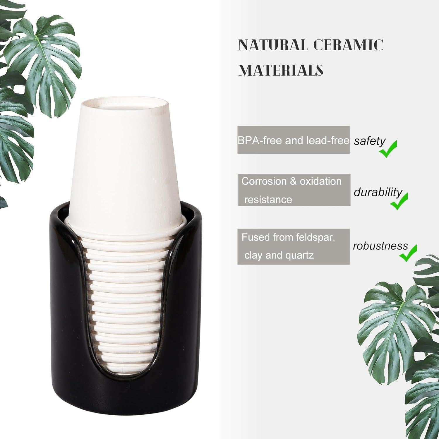 Dispensador de Vasos para Baño Oulymoer Cerámica Negro 3-4 oz