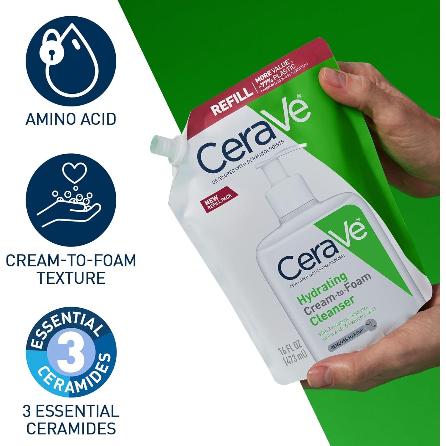 Limpiador Facial Crema a Espuma CeraVe 454 g Hidratante