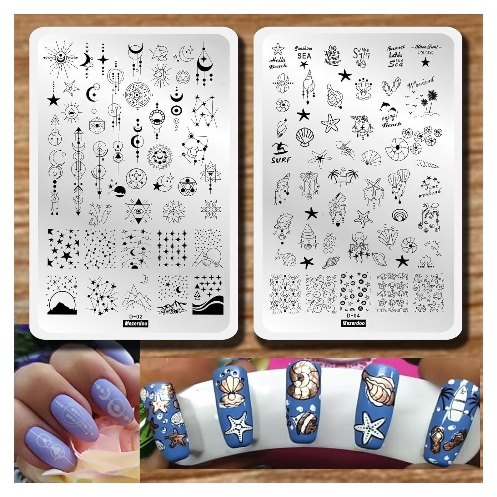 Juego de Placas de Estampado de Uñas Mezerdoo 9.5x14.5cm