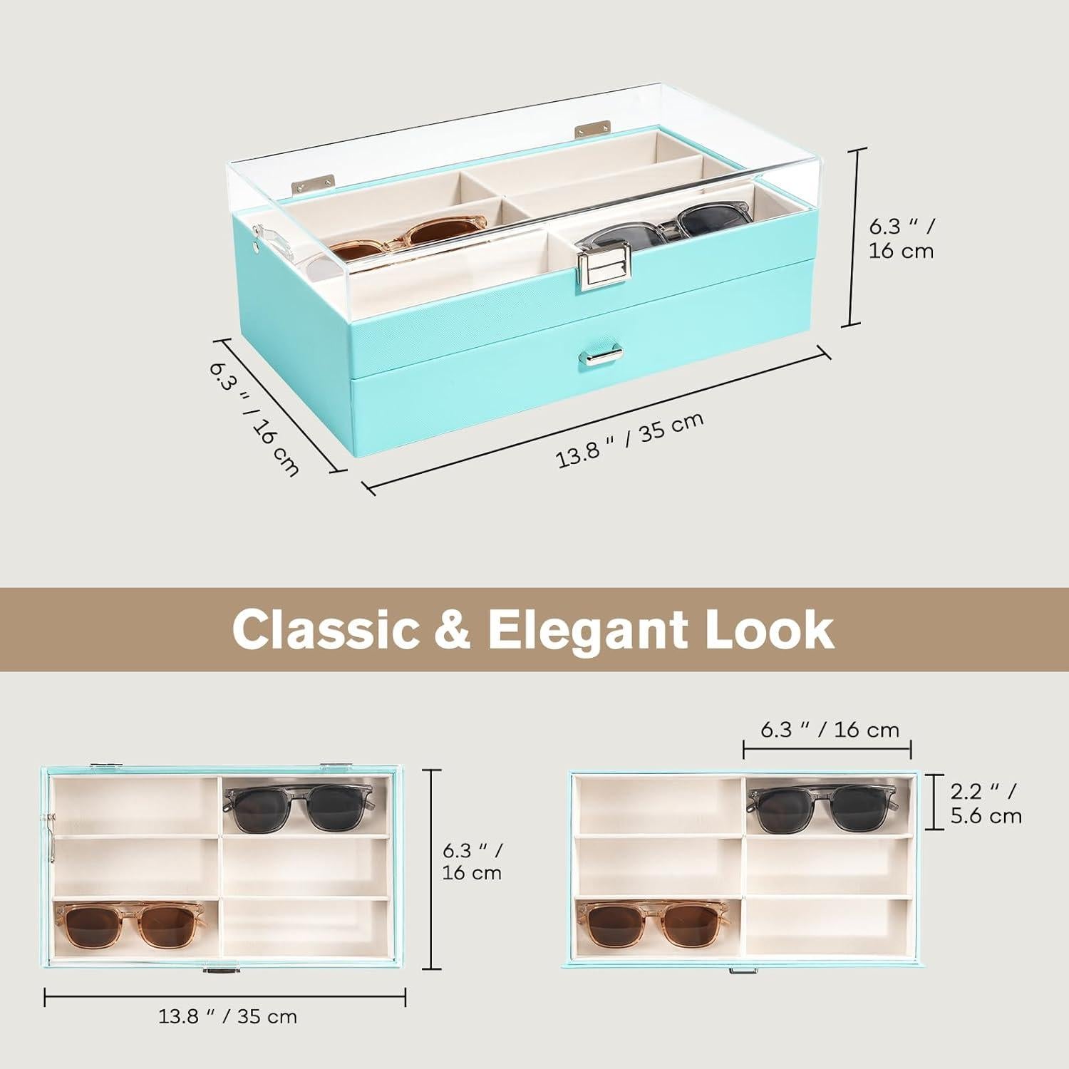 Organizador de Gafas ProCase 12 Compartimentos Tapa Acrílica