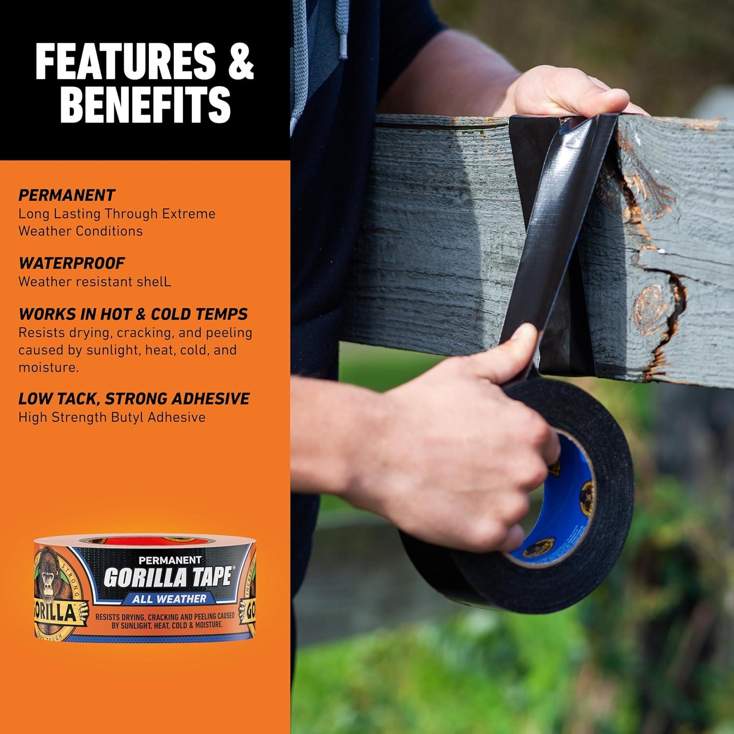 Cinta de Ducto Gorilla Todo Clima Negra 48 mm x 22.86 m