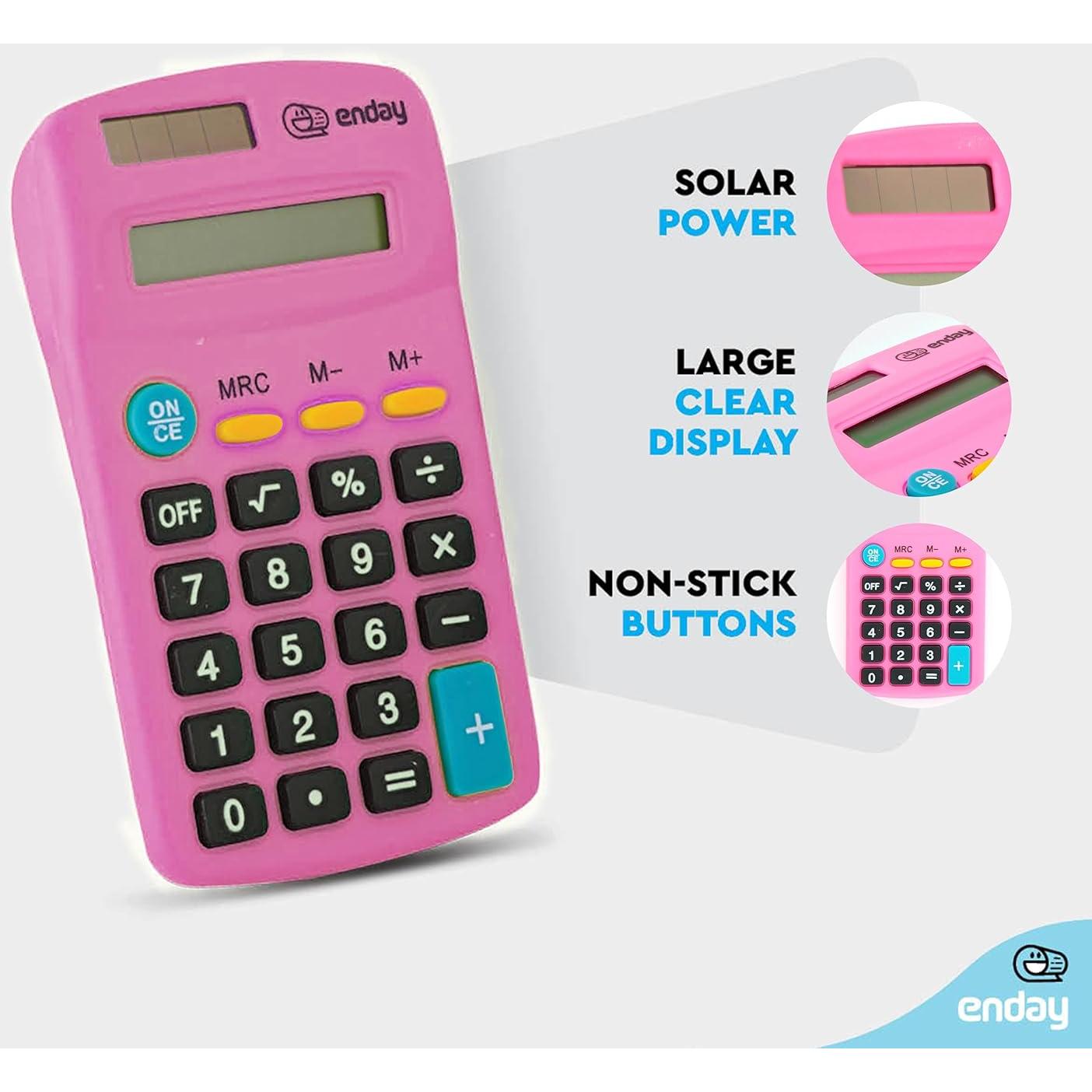 Calculadora Básica Solar Enday Rosa 8 Dígitos Portátil